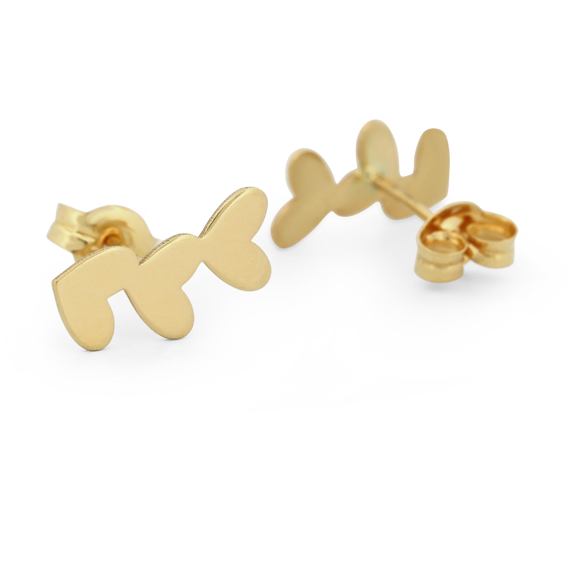 18k Yellow Gold Hearts Climber Earrings with Butterfly Backs