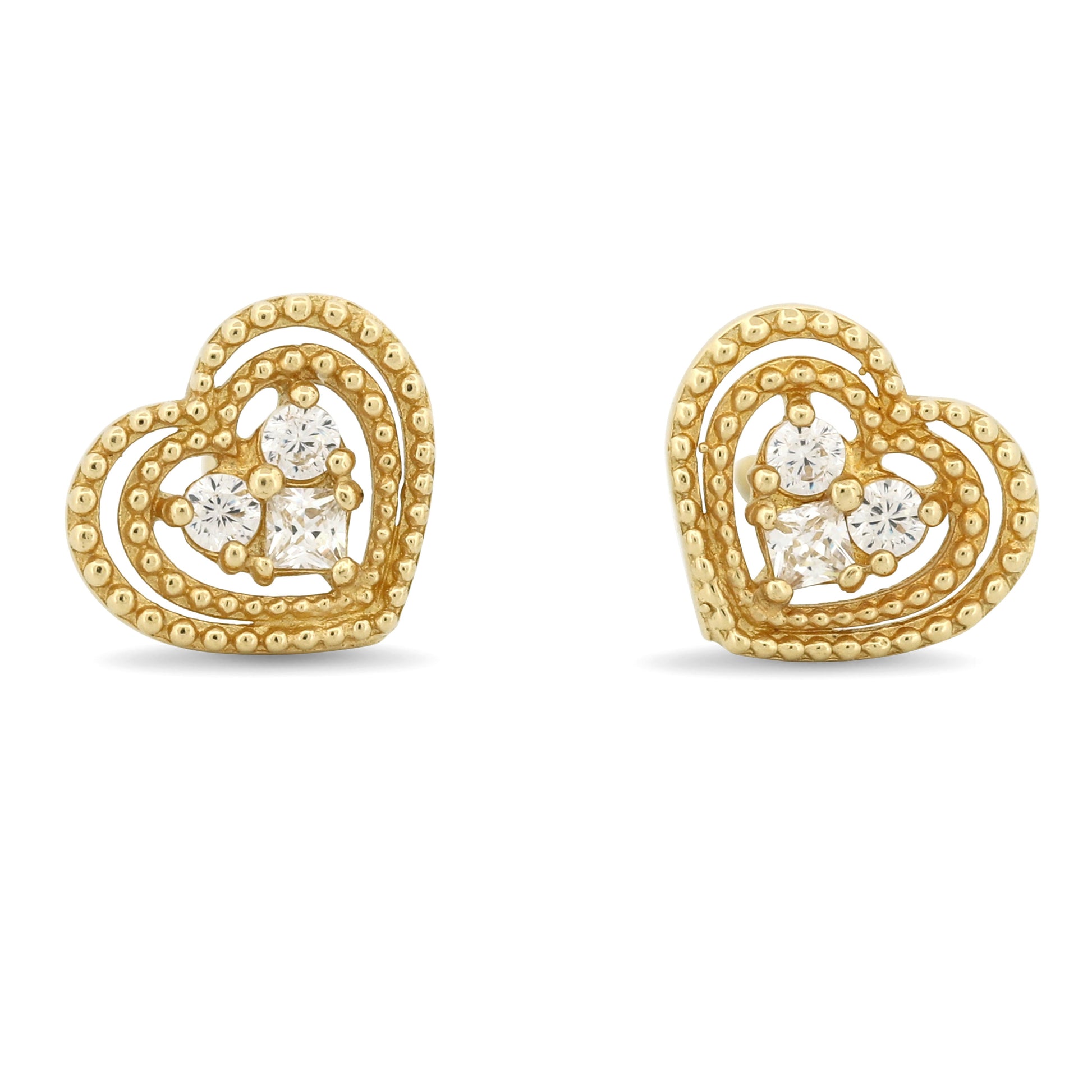 Heart Stud Earrings in 14k Yellow Gold with Screwbacks Gifts for Girls