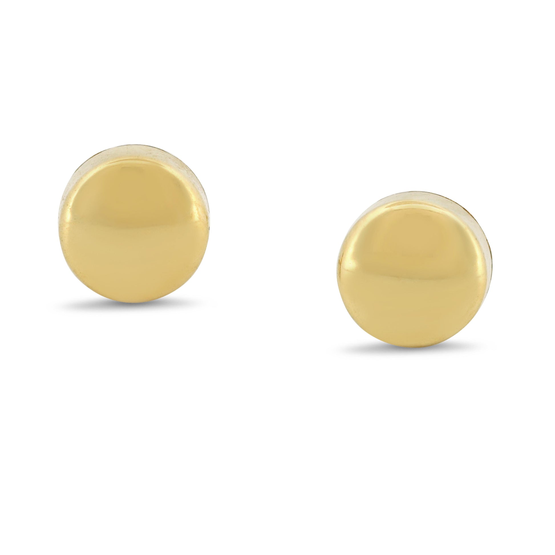 New 14k Yellow Gold Round Button Stud Earrings with Screw-Backs