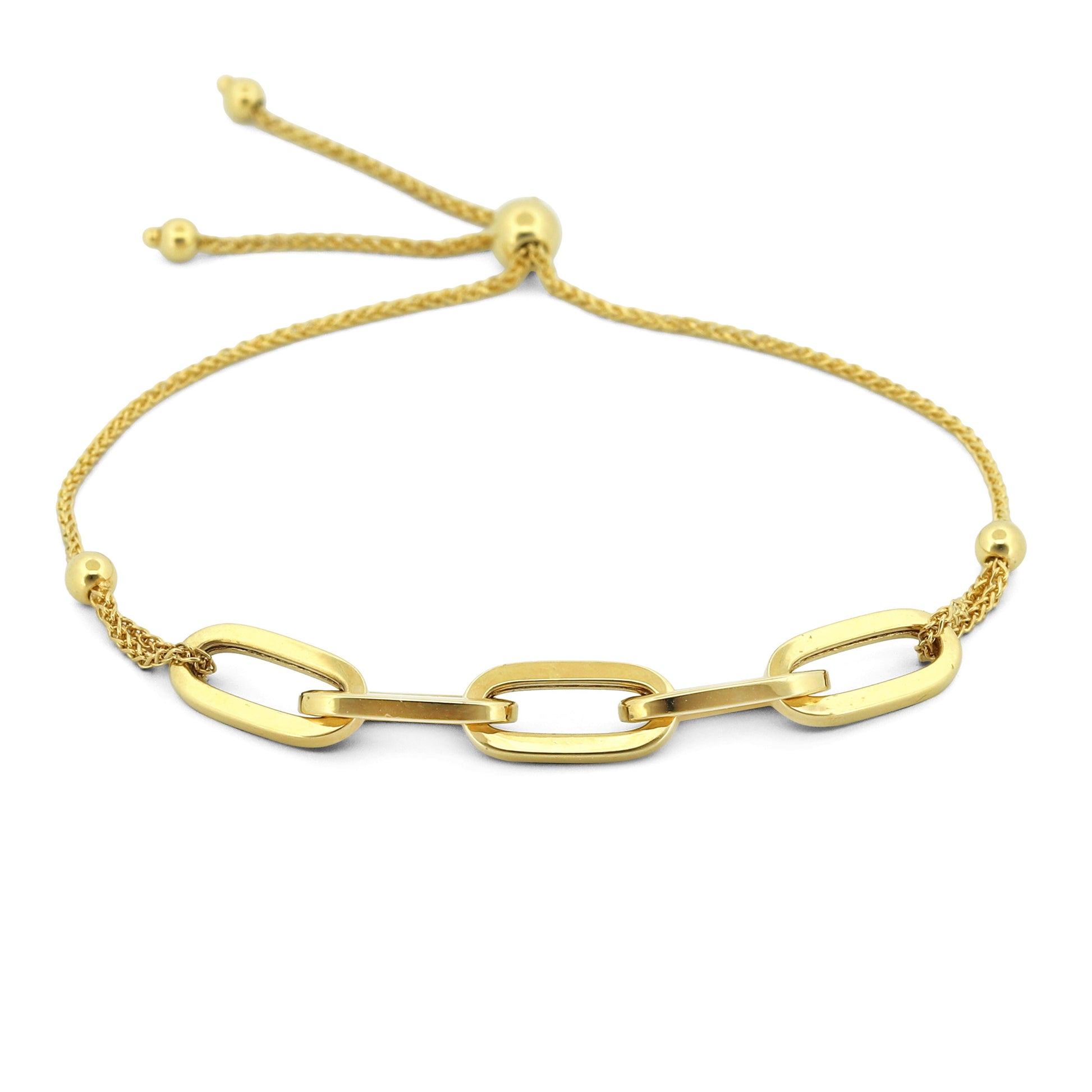 14k Yellow Gold Paperclip Link Adjustable Chain Bracelet