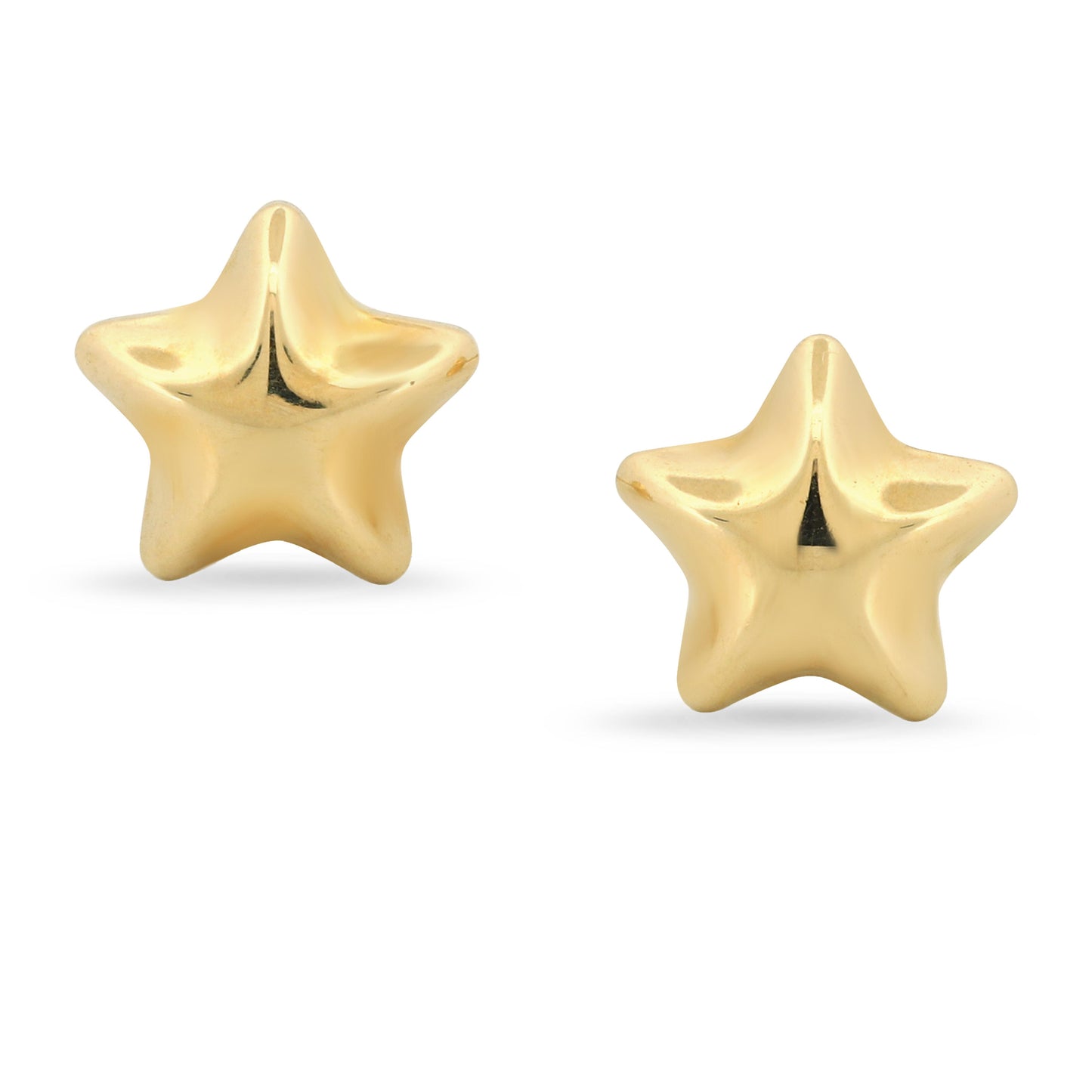 New 14k Yellow Gold Star-Shaped Stud Earrings with Screw-Backs