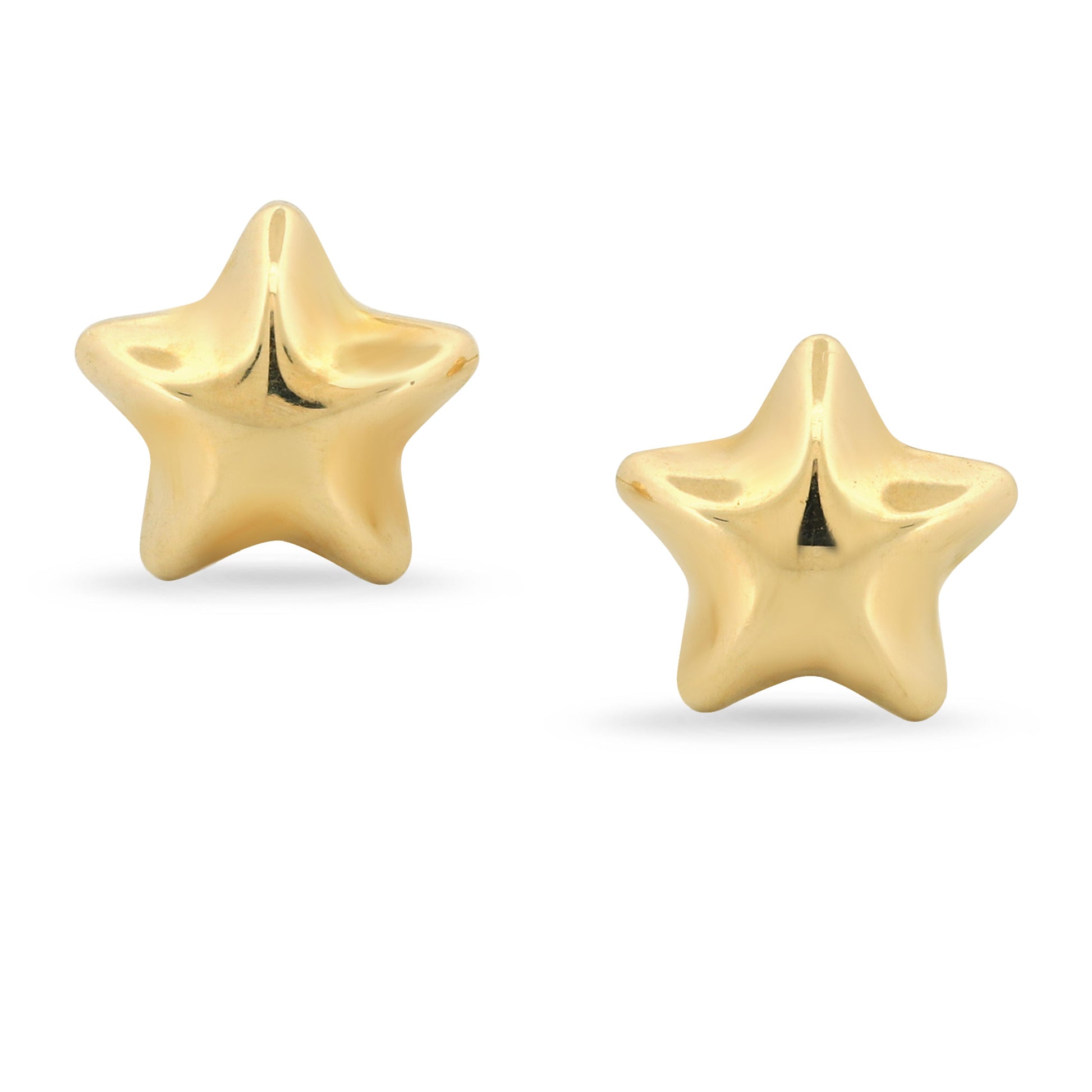 New 14k Yellow Gold Star-Shaped Stud Earrings with Screw-Backs