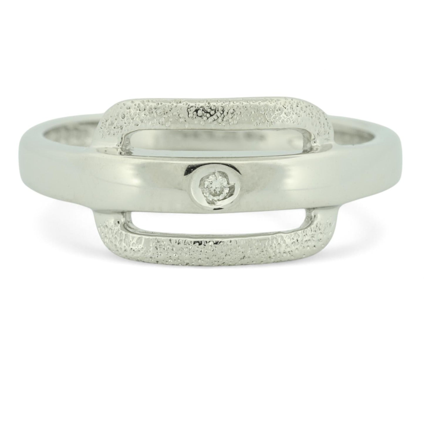 Milor 18k White Gold Modern Diamond Buckle Ring