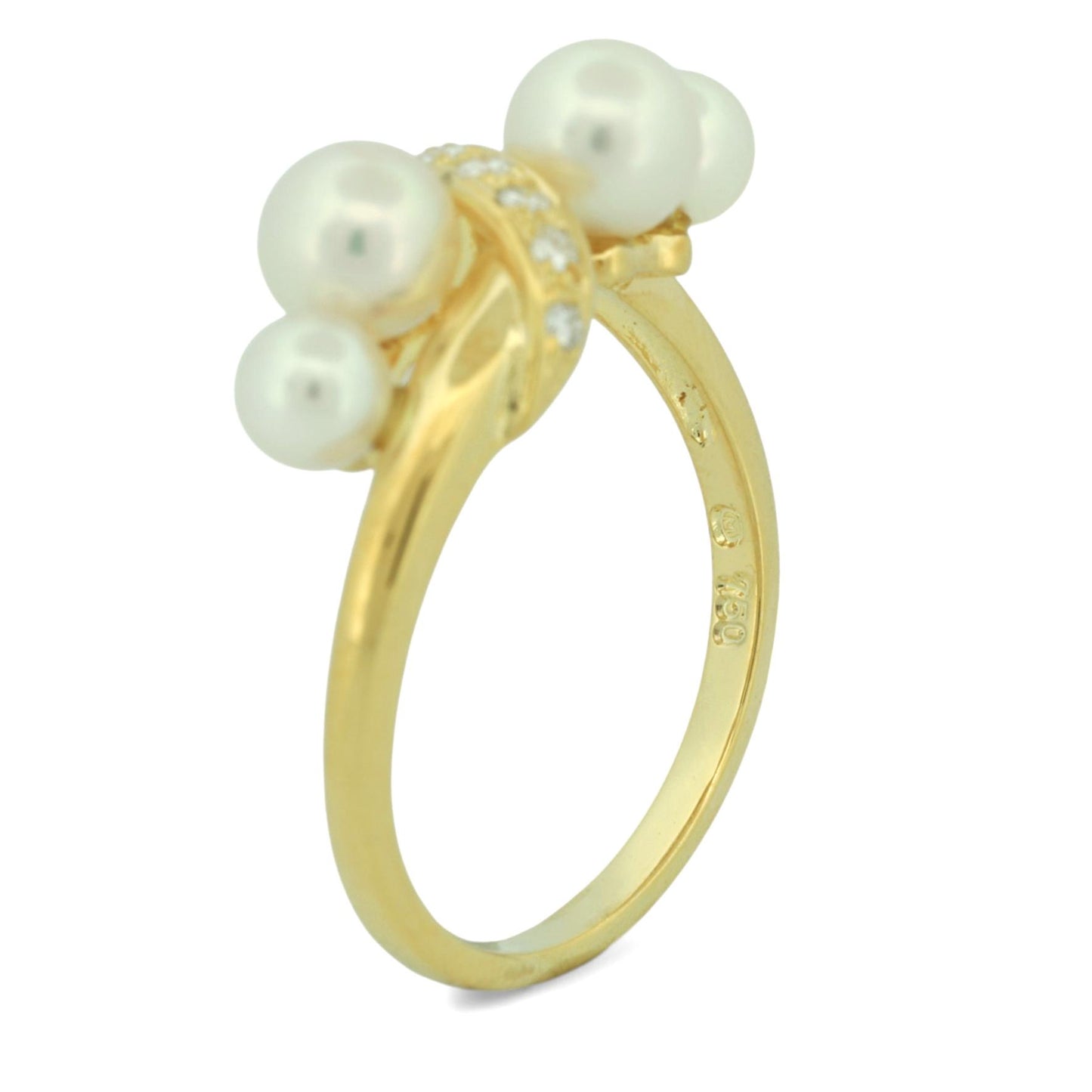 Mikimoto Akoya Pearl and Diamond Ring in 18k Yellow Gold