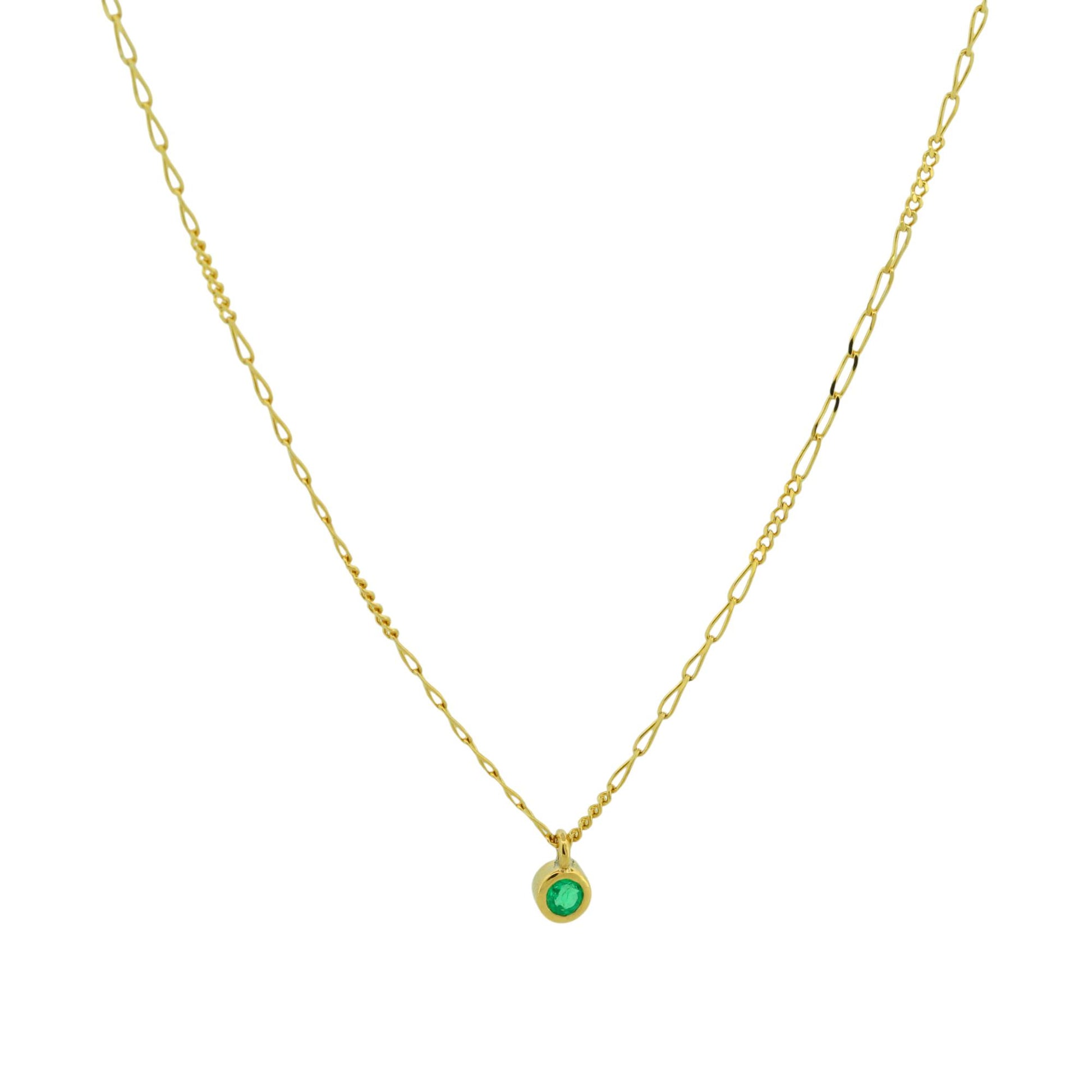 Minimalist Natural Emerald Charm Necklace in 18k Upcycled Gold