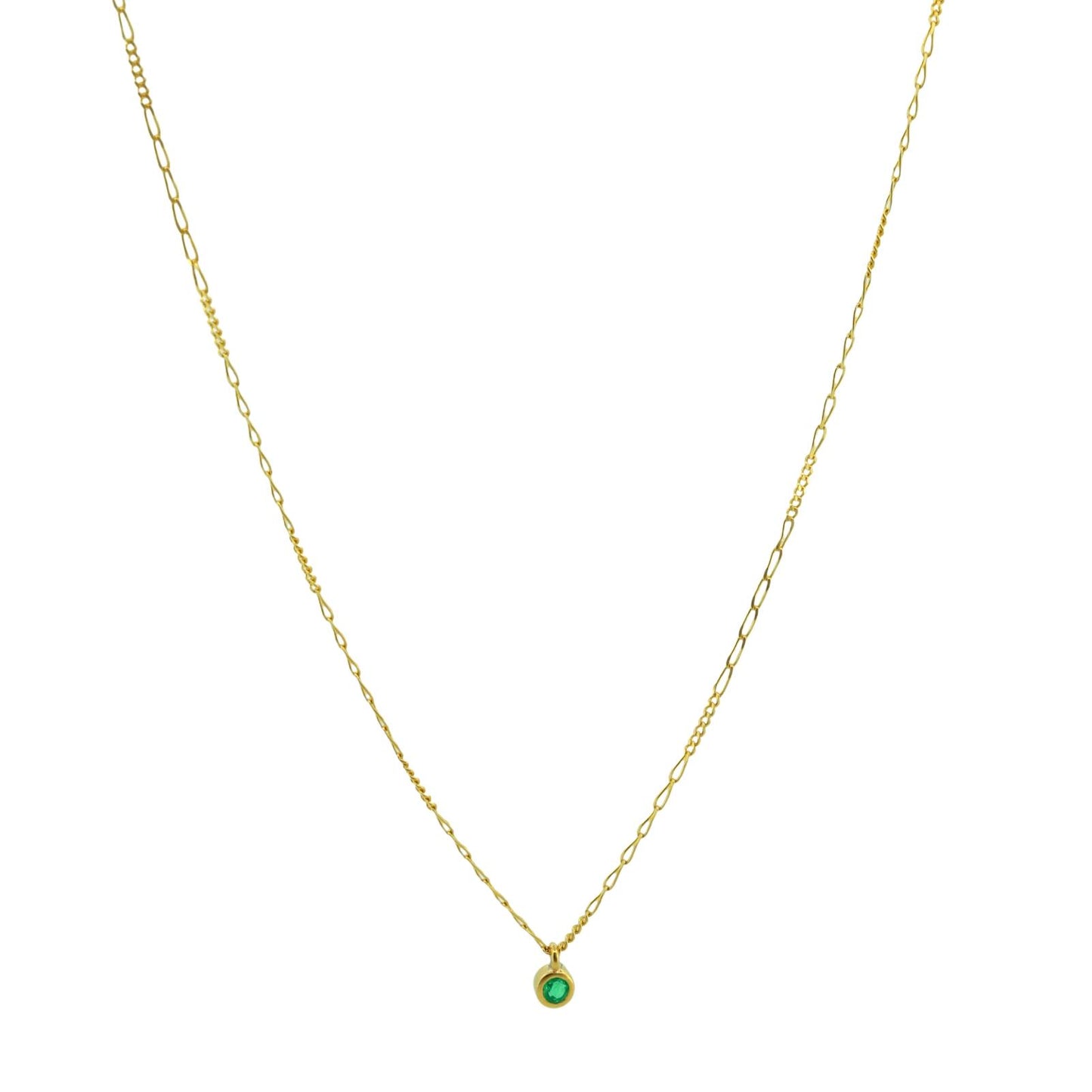 Minimalist Natural Emerald Charm Necklace in 18k Upcycled Gold