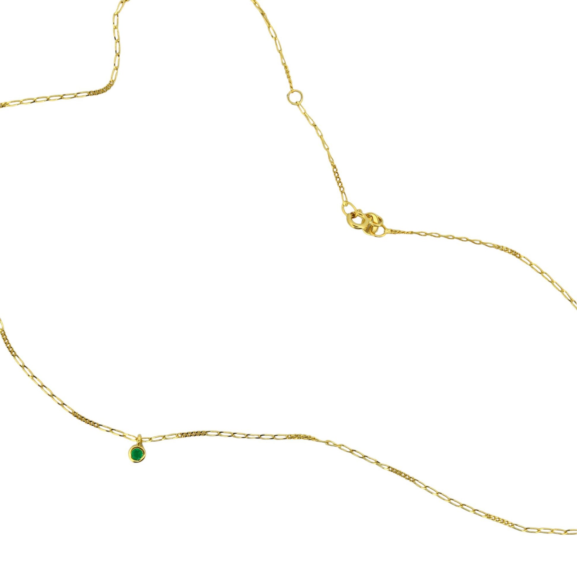 Minimalist Natural Emerald Charm Necklace in 18k Upcycled Gold