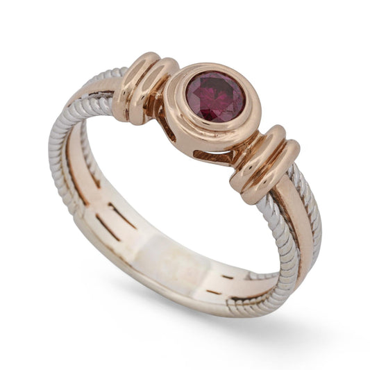 Purple Garnet Statement Ring in 14k Rose and White Gold