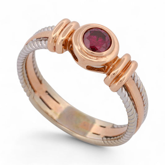 GIA-Certified Fancy Purple-Pink Diamond Ring in 14K Two-Tone Gold