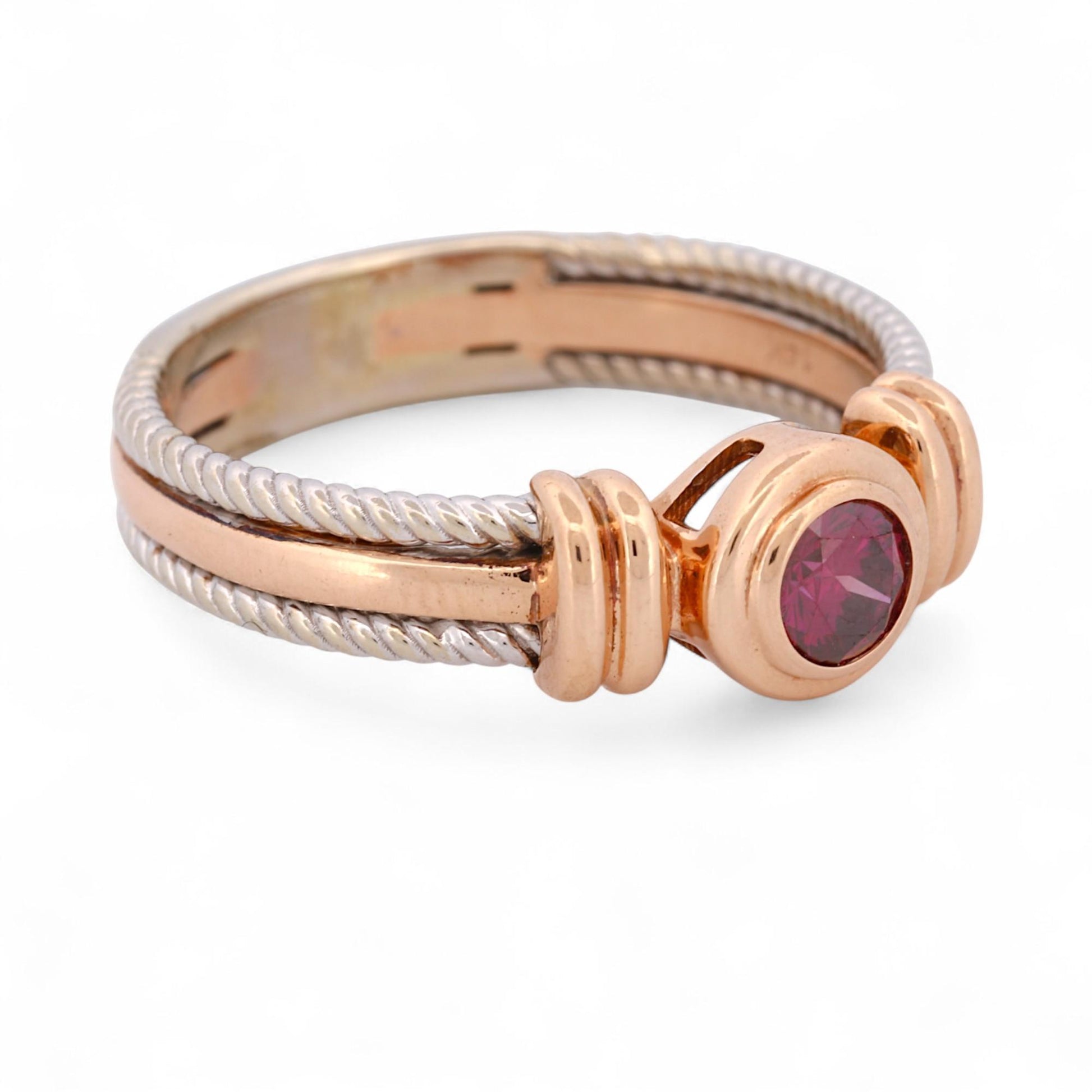GIA-Certified Fancy Purple-Pink Diamond Ring in 14K Two-Tone Gold