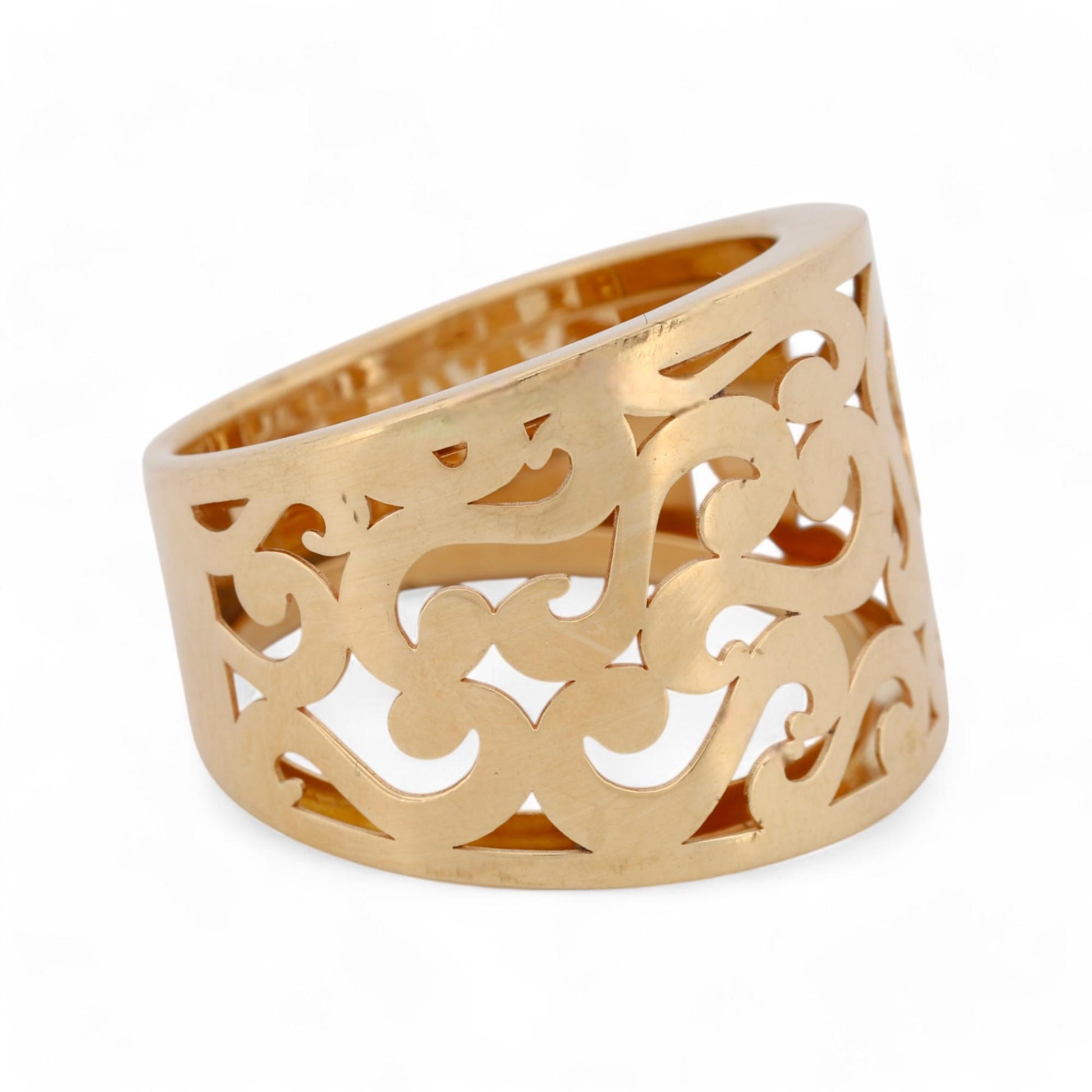 EternaGold 14k Yellow Gold Fashion Statement Swirl Openwork Wide Band Ring