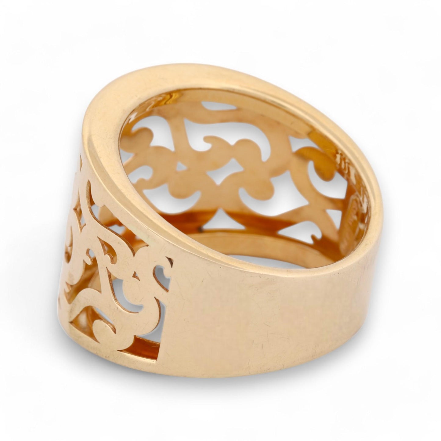 EternaGold 14k Yellow Gold Fashion Statement Swirl Openwork Wide Band Ring