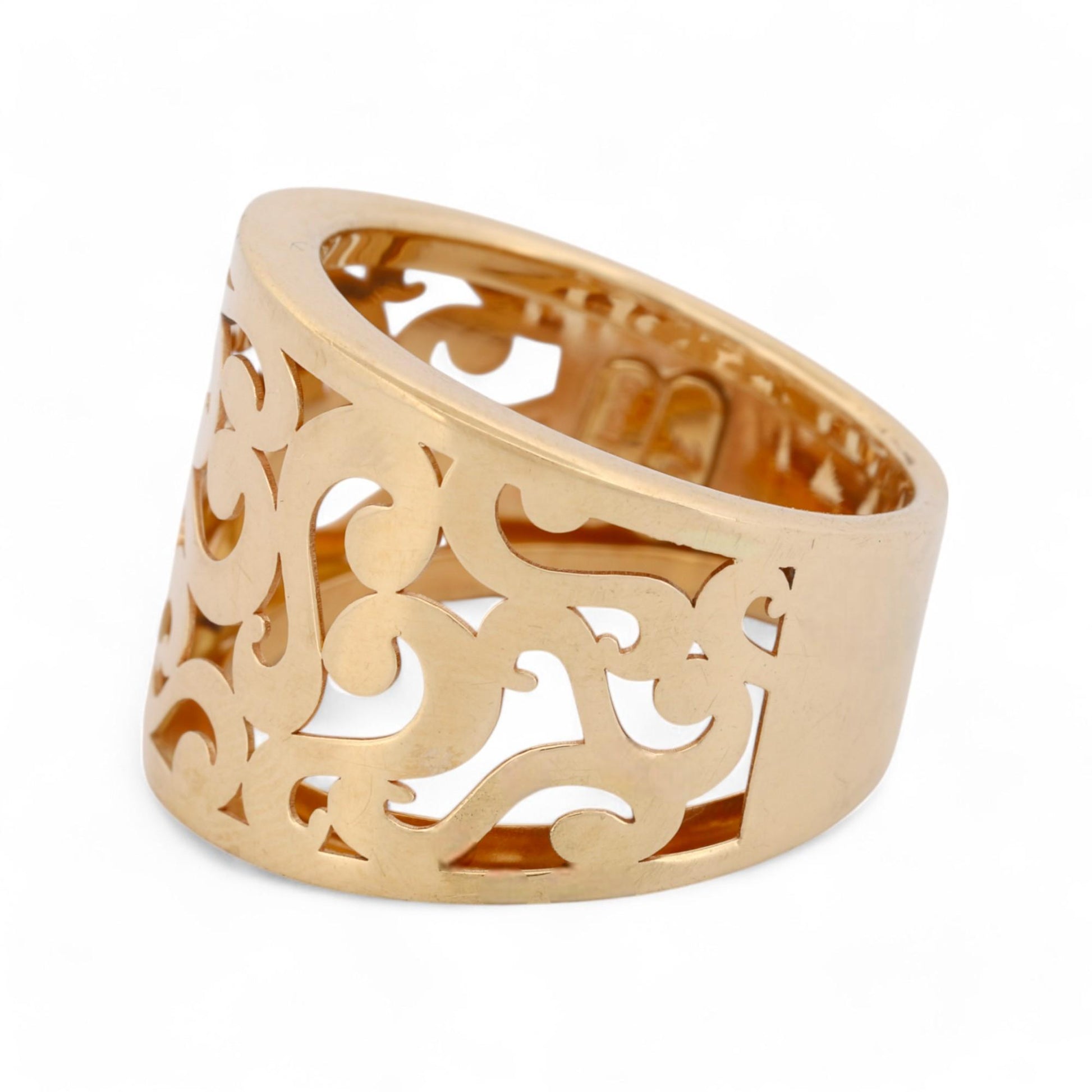 EternaGold 14k Yellow Gold Fashion Statement Swirl Openwork Wide Band Ring