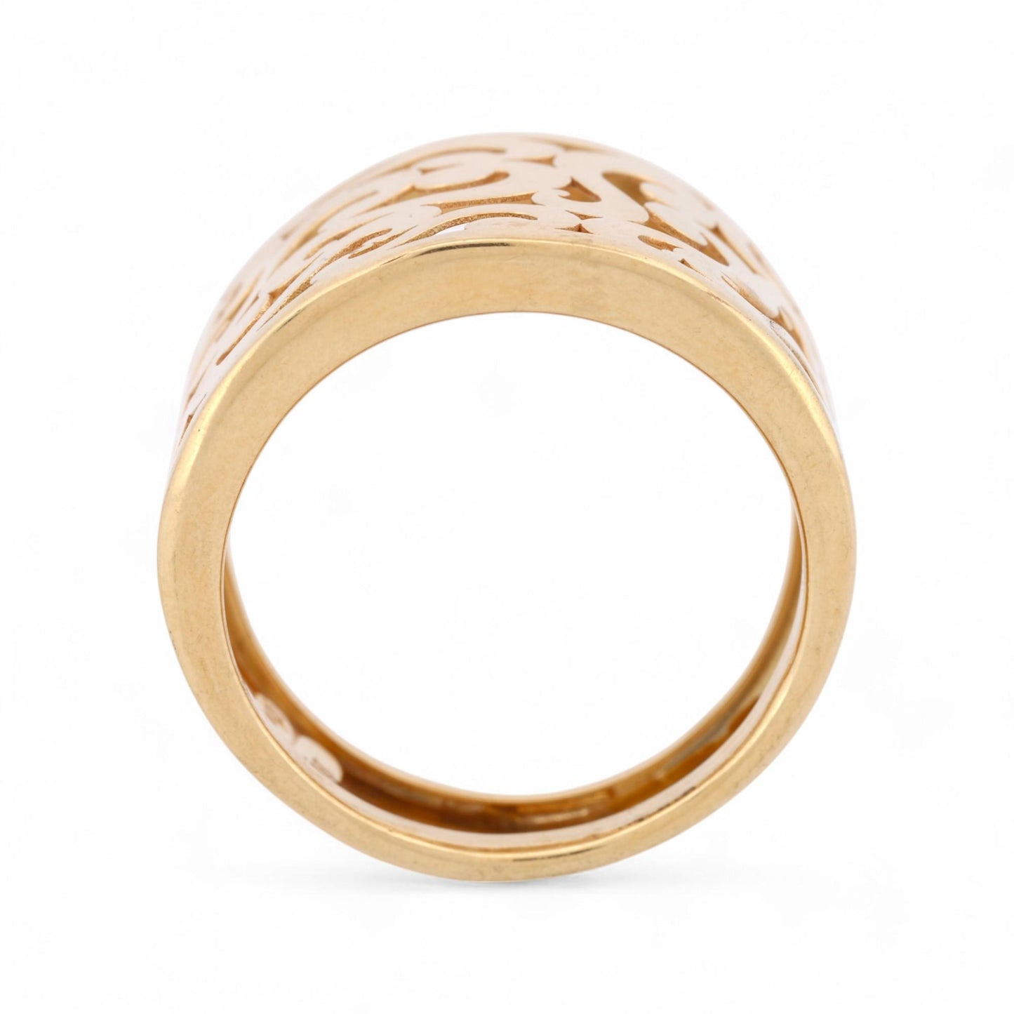 EternaGold 14k Yellow Gold Fashion Statement Swirl Openwork Wide Band Ring