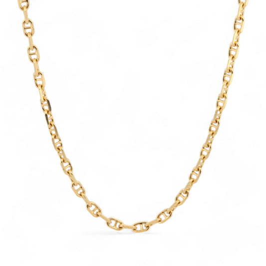 Solid 18k Yellow Gold Diamond-Cut Mariner Anchor Link Chain Necklace