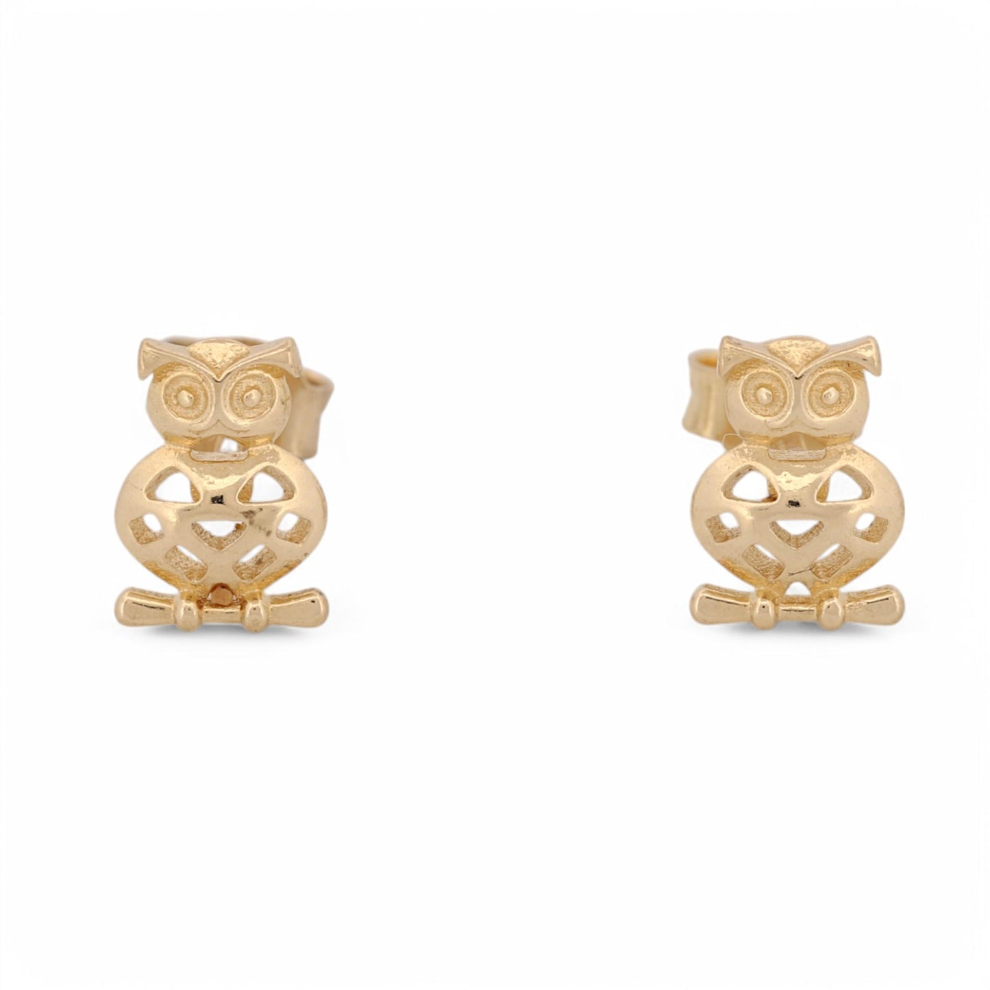 Brand New Owl Stud Earrings in 14k Yellow Gold