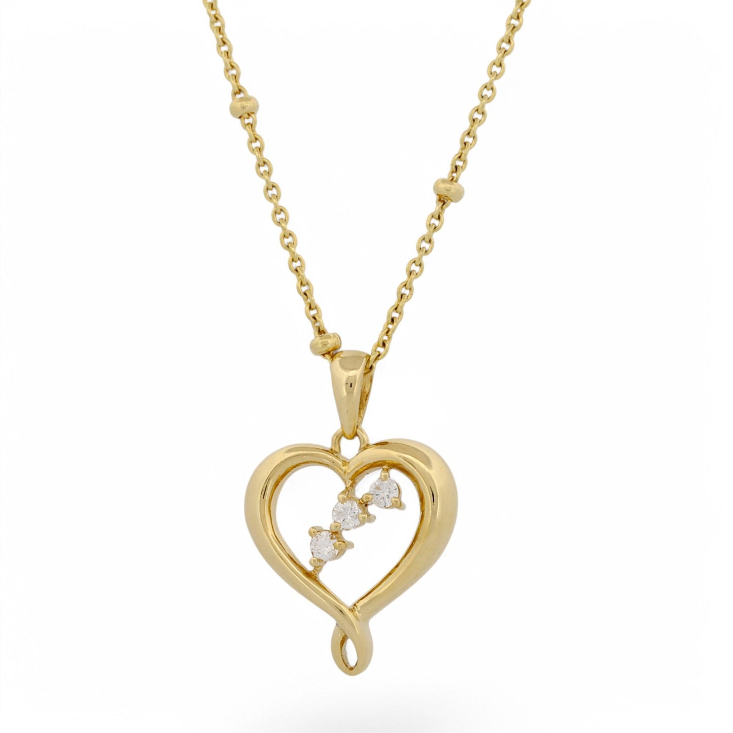 Mayors 18k Yellow Gold Heart Pendant Necklace with Diamonds