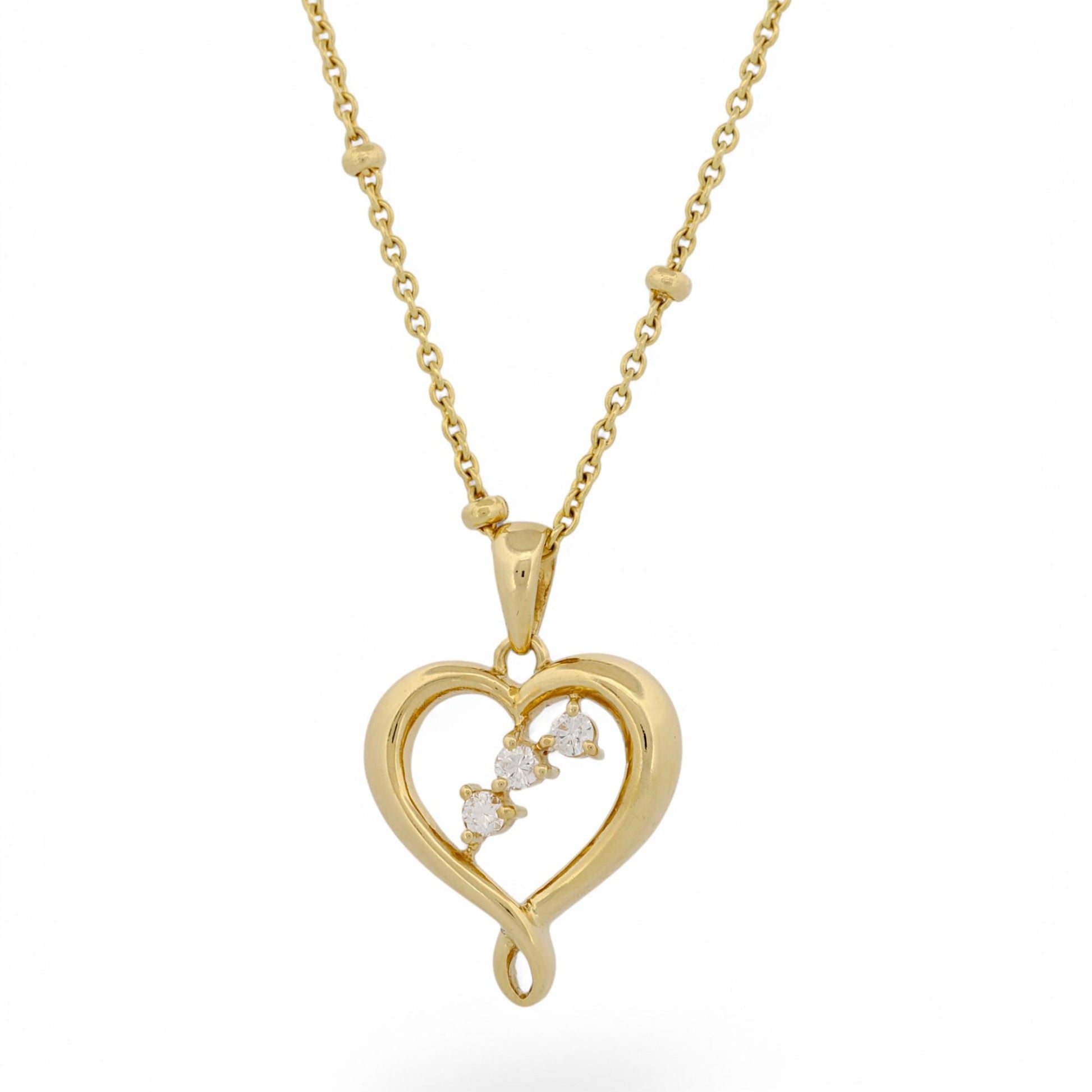 Mayors 18k Yellow Gold Heart Pendant Necklace with Diamonds