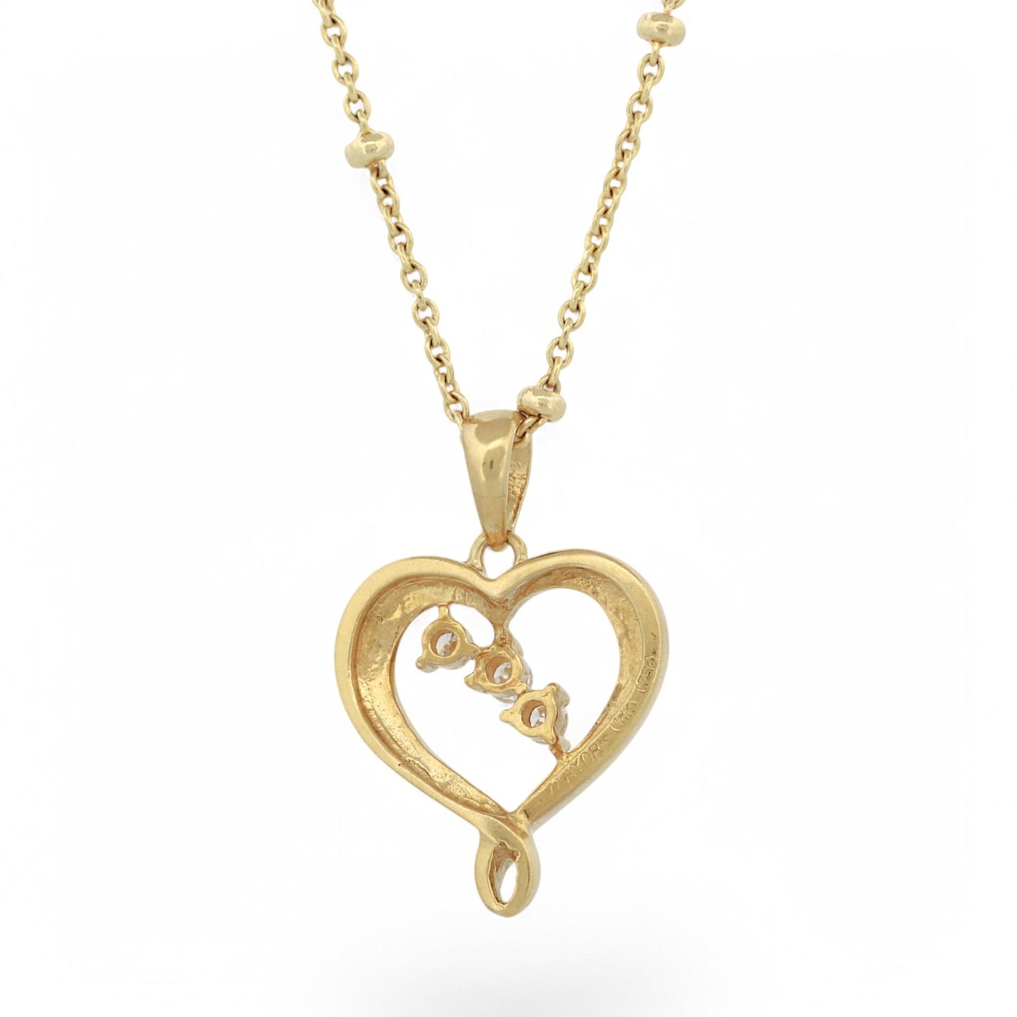 Mayors 18k Yellow Gold Heart Pendant Necklace with Diamonds