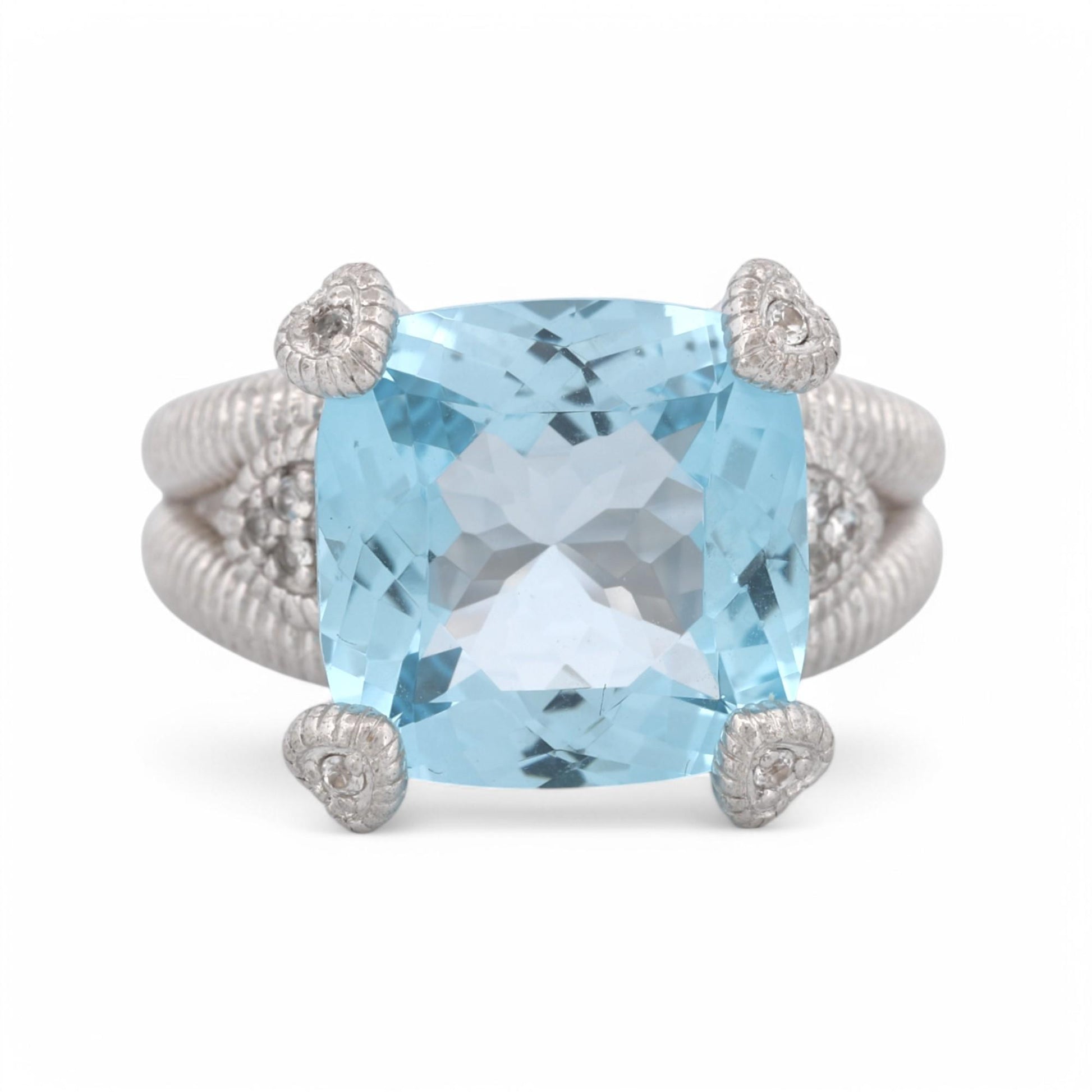 Judith Ripka Blue Topaz Diamonique Statement Ring in Sterling Silver