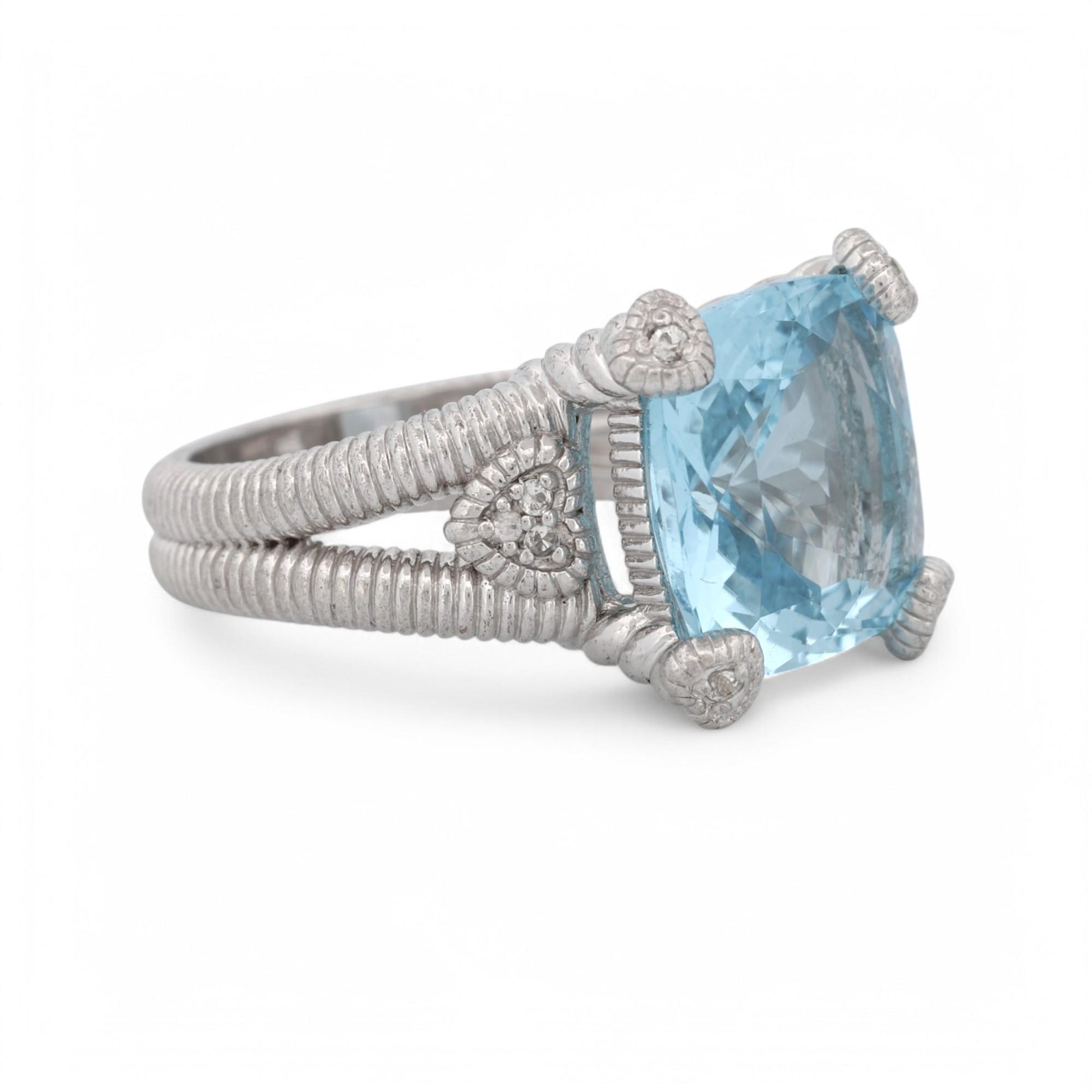 Judith Ripka Blue Topaz Diamonique Statement Ring in Sterling Silver