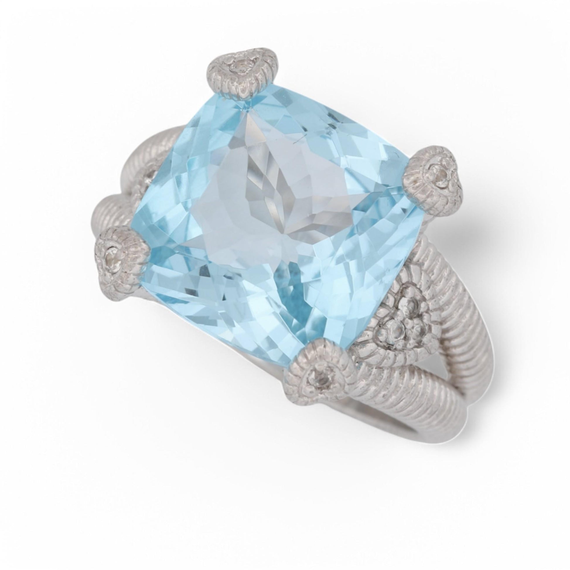 Judith Ripka Blue Topaz Diamonique Statement Ring in Sterling Silver