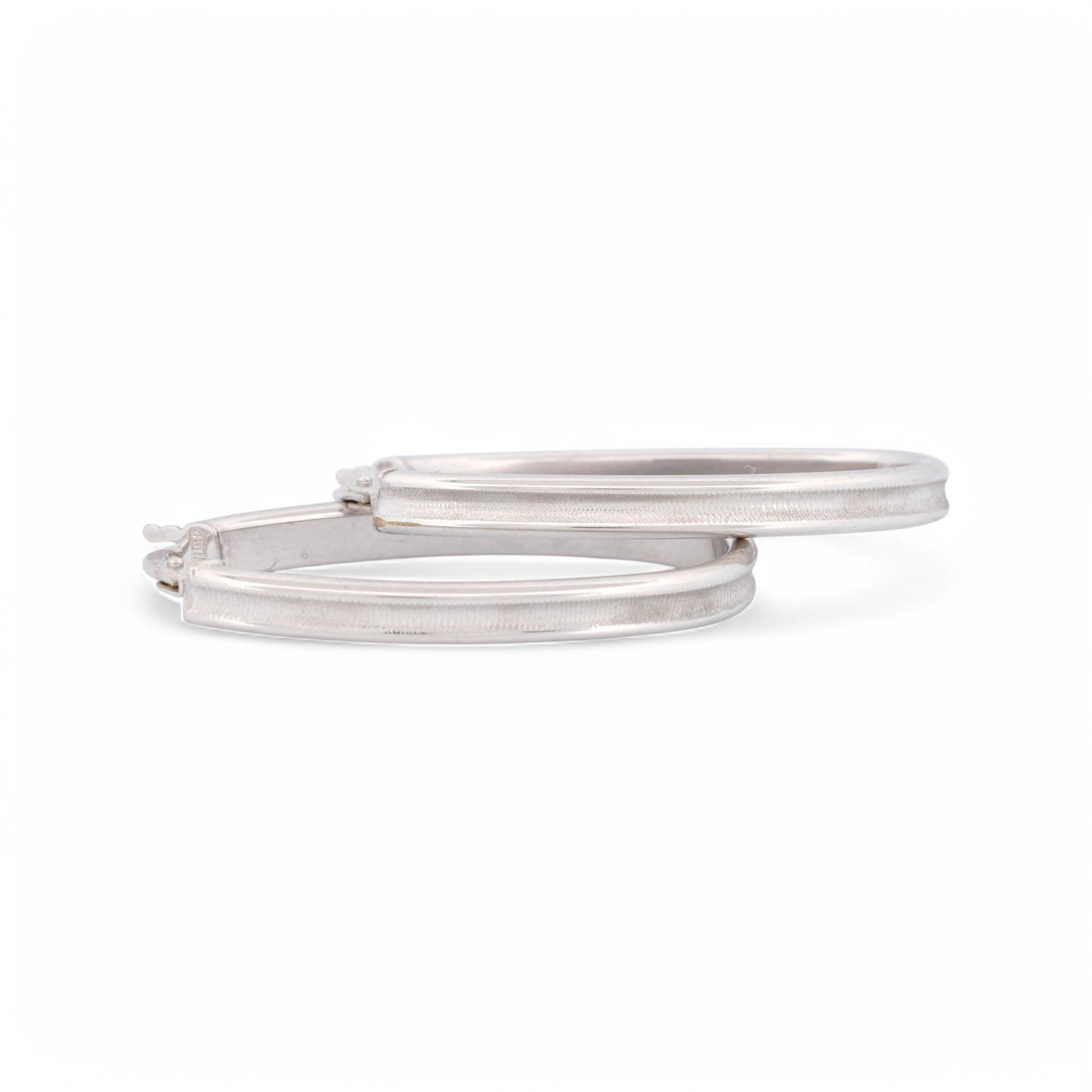 Milor Concave Oval Hoop Earrings in 18k White Gold - Made in Italy