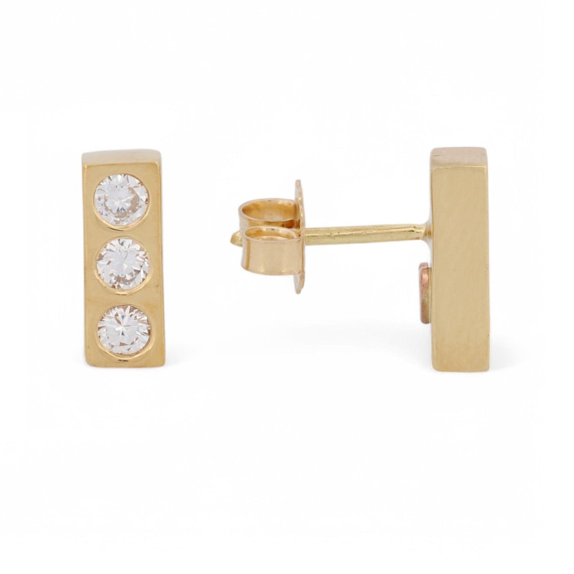 Jennifer Rivera Minimo Diamond Stud Earrings in 18k Yellow Gold