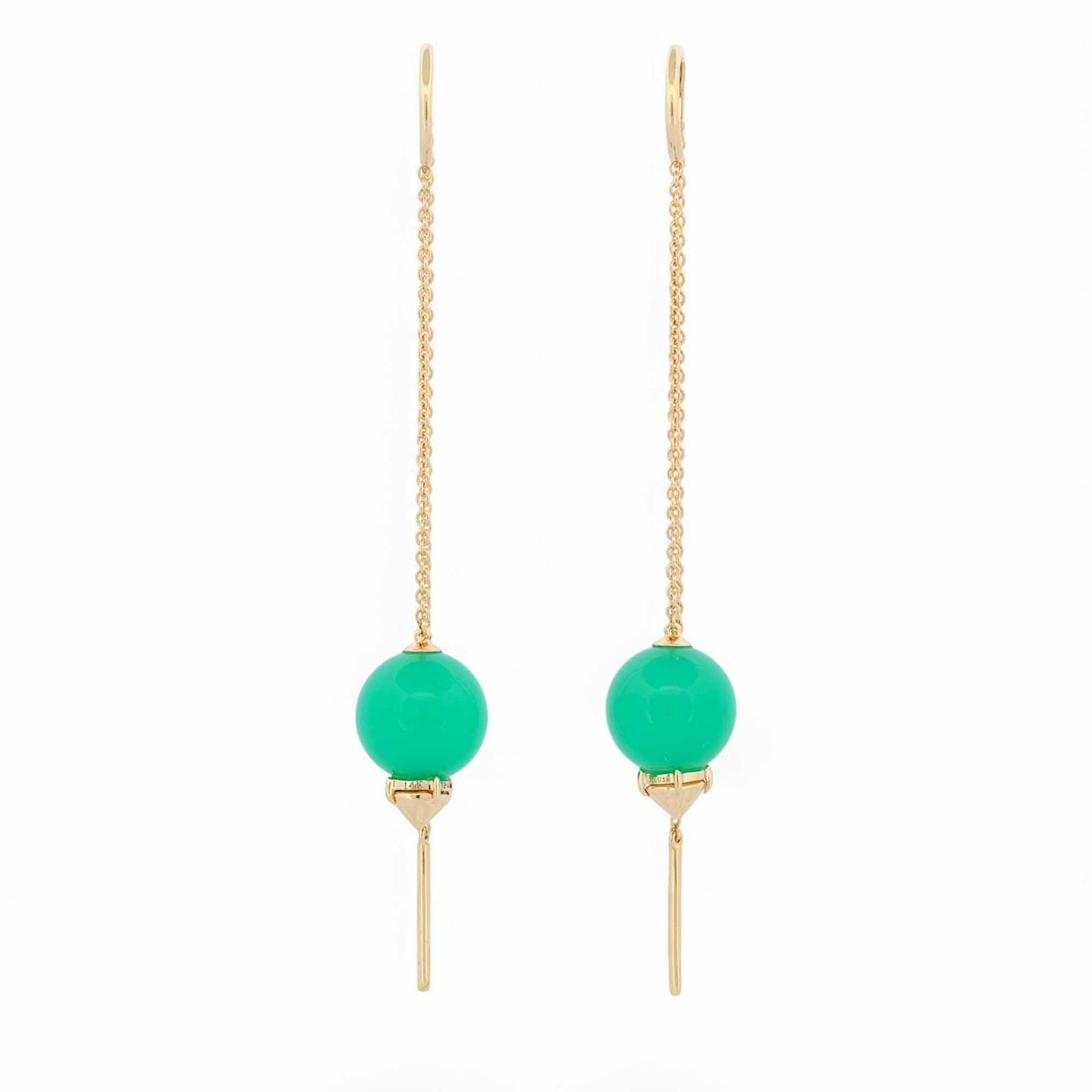 Phillips House 14k Gold Chrysoprase Thread Earrings – Modern & Chic