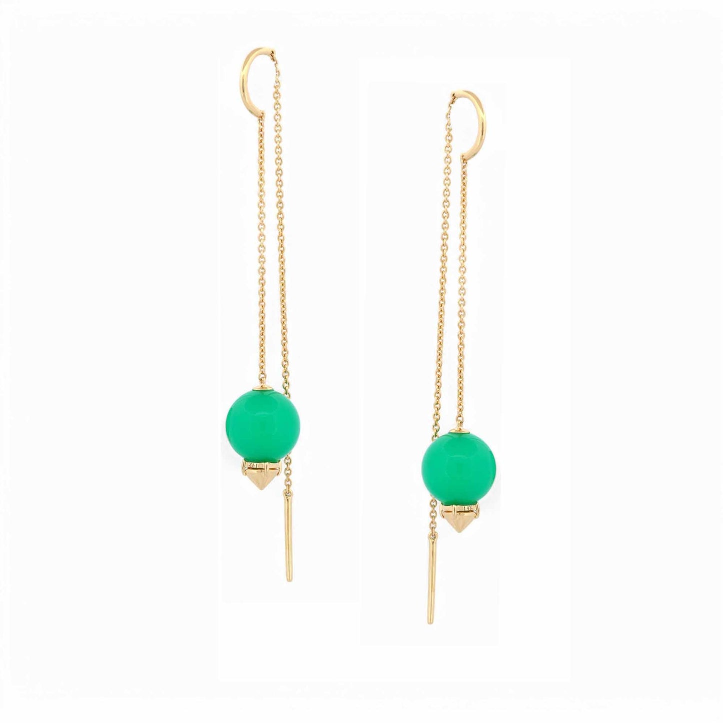 Phillips House 14k Gold Chrysoprase Thread Earrings – Modern & Chic