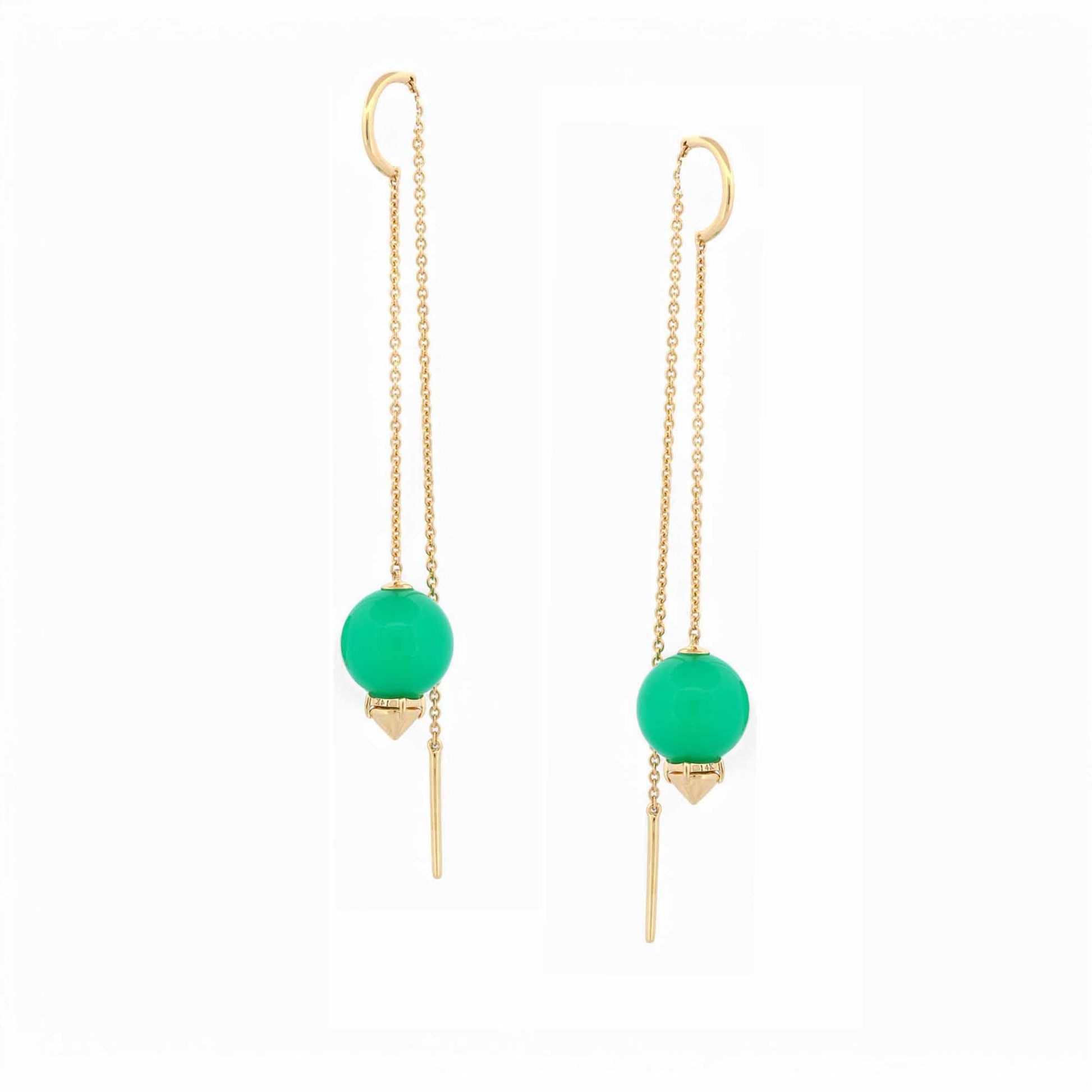 Phillips House 14k Gold Chrysoprase Thread Earrings – Modern & Chic