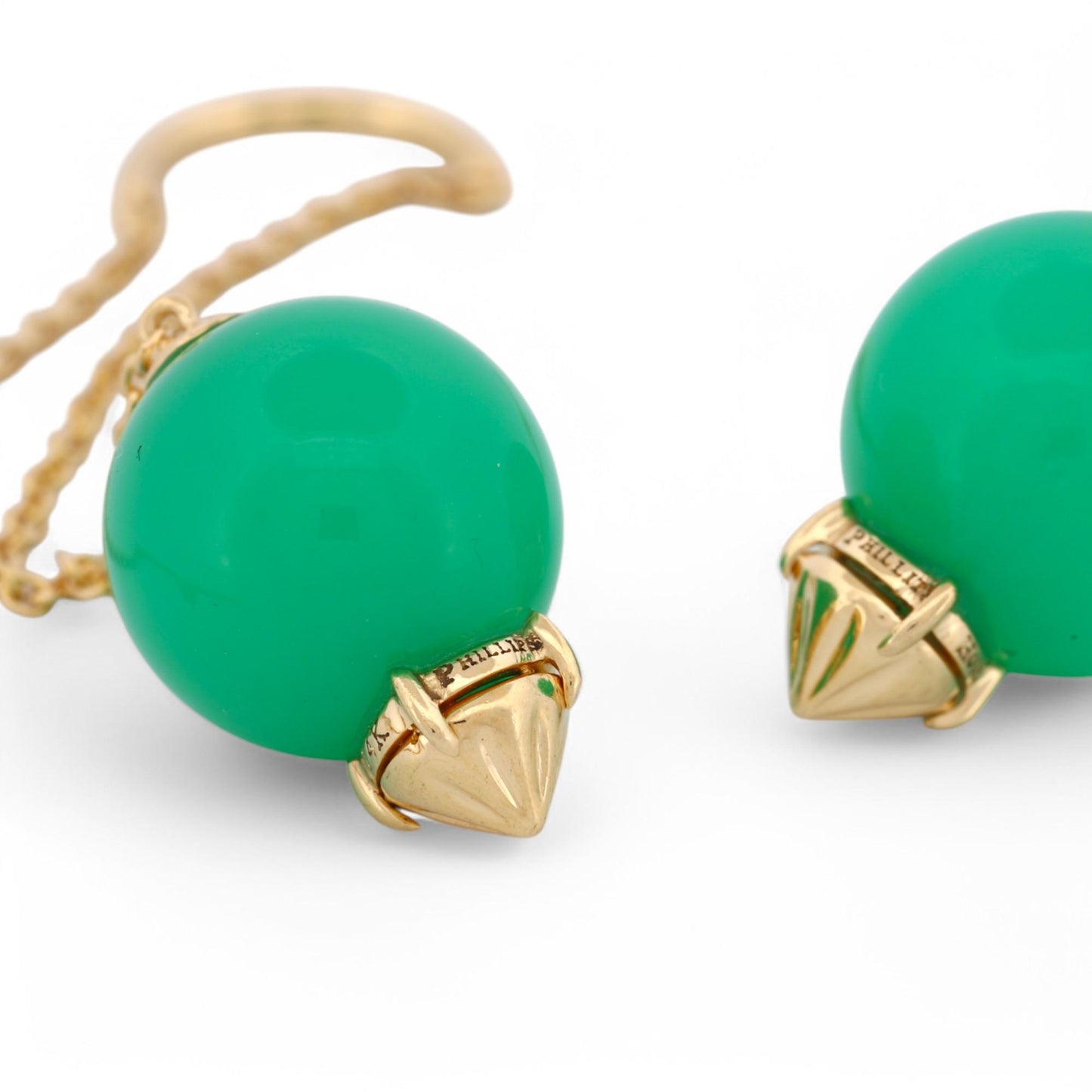 Phillips House 14k Gold Chrysoprase Thread Earrings – Modern & Chic