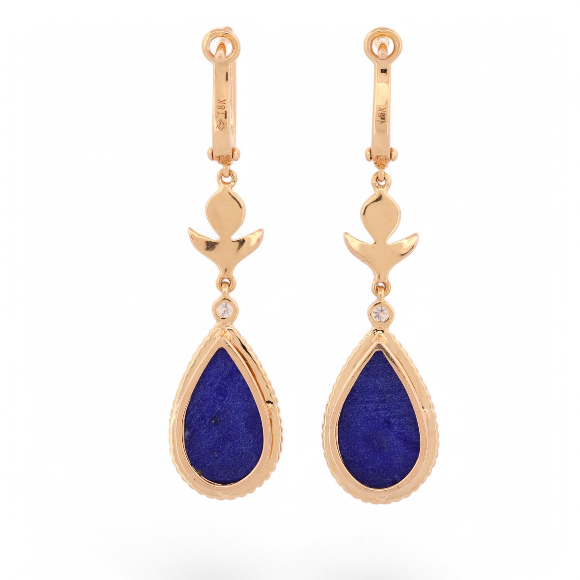 Doves by Doron Paloma Amethyst Lapis & Diamond Drop Earrings 18k Rose Gold