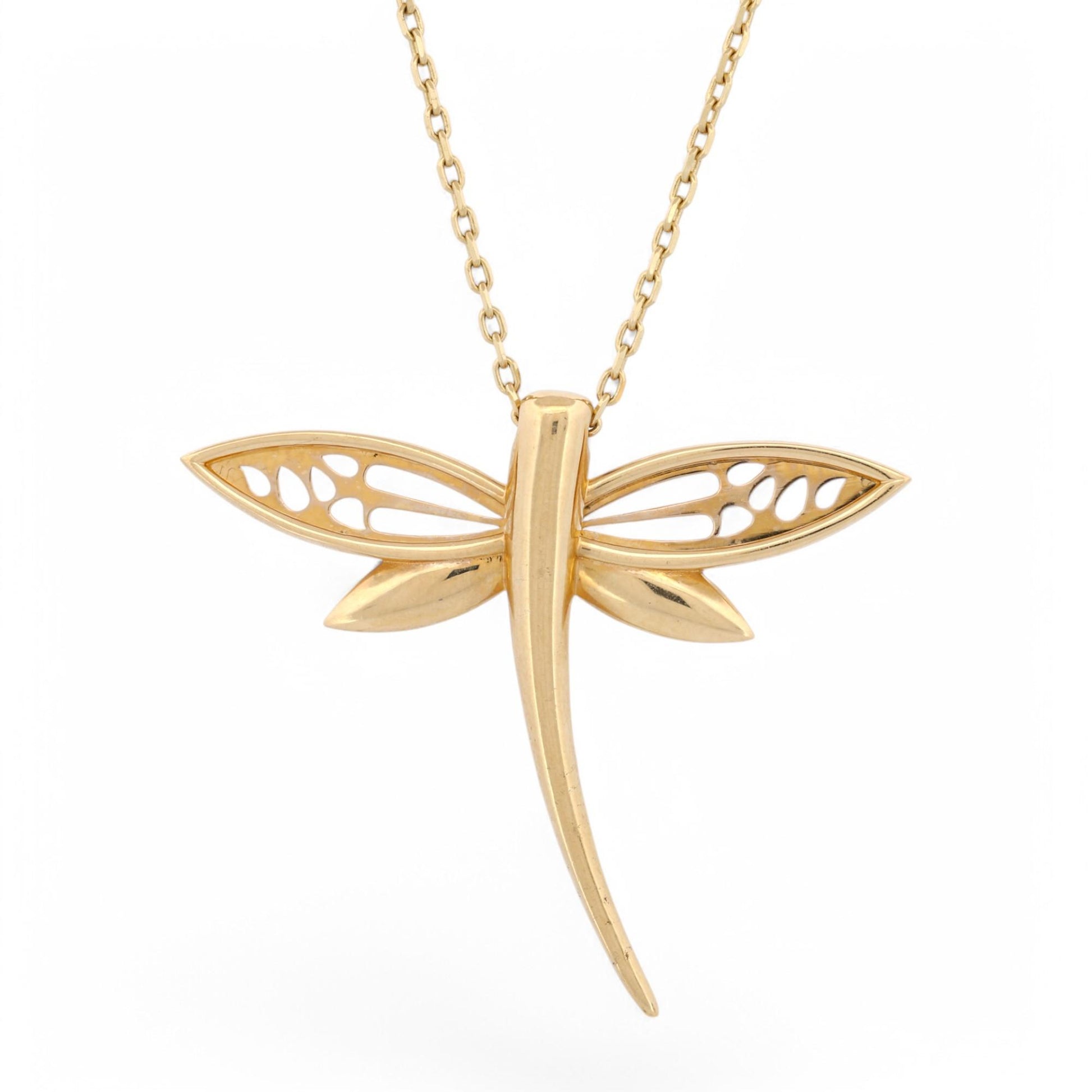 New Dragonfly Statement Necklace in 14k Yellow Gold