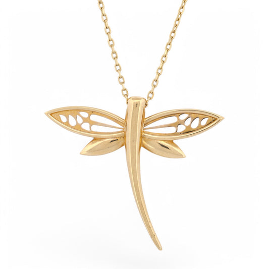 New Dragonfly Statement Necklace in 14k Yellow Gold