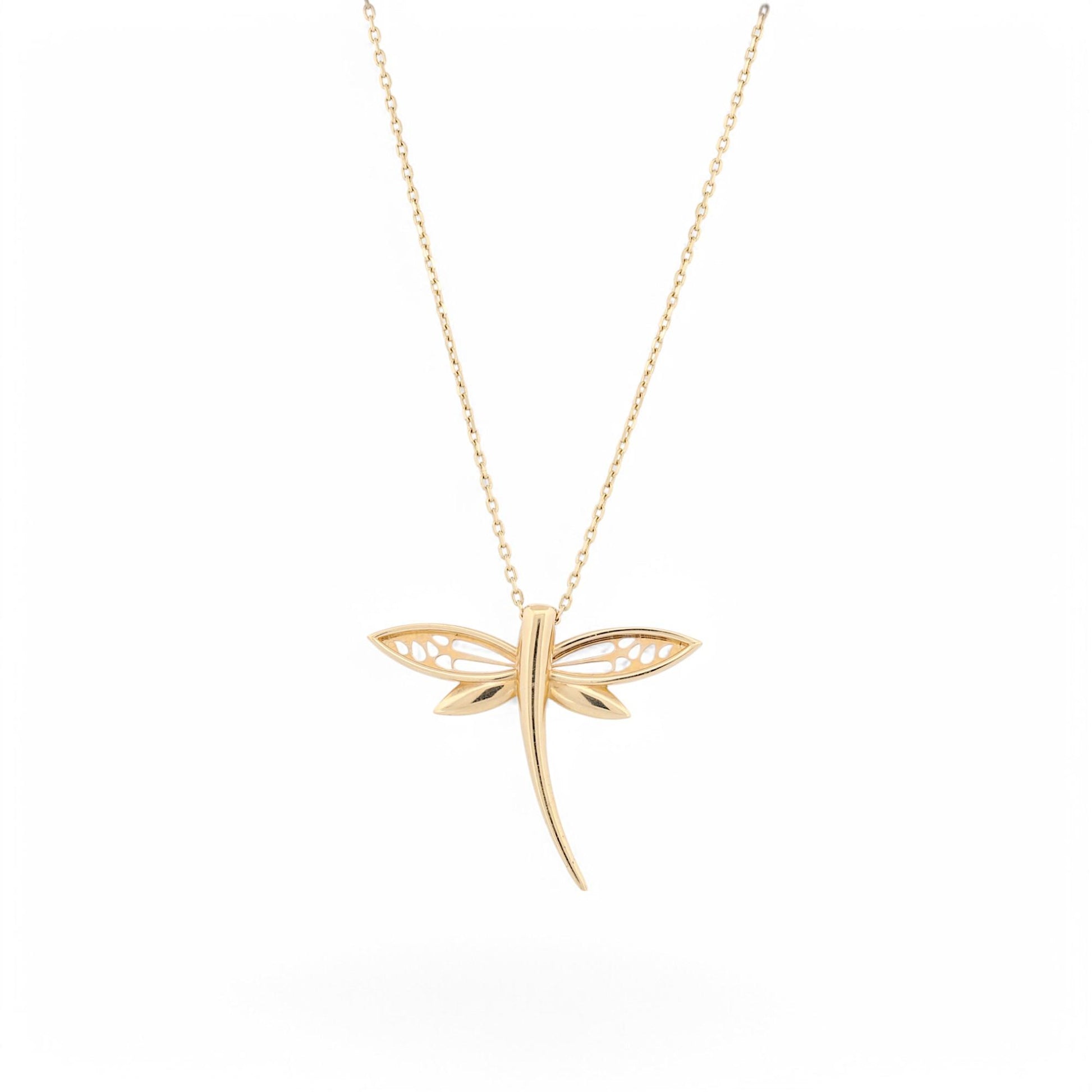 New Dragonfly Statement Necklace in 14k Yellow Gold