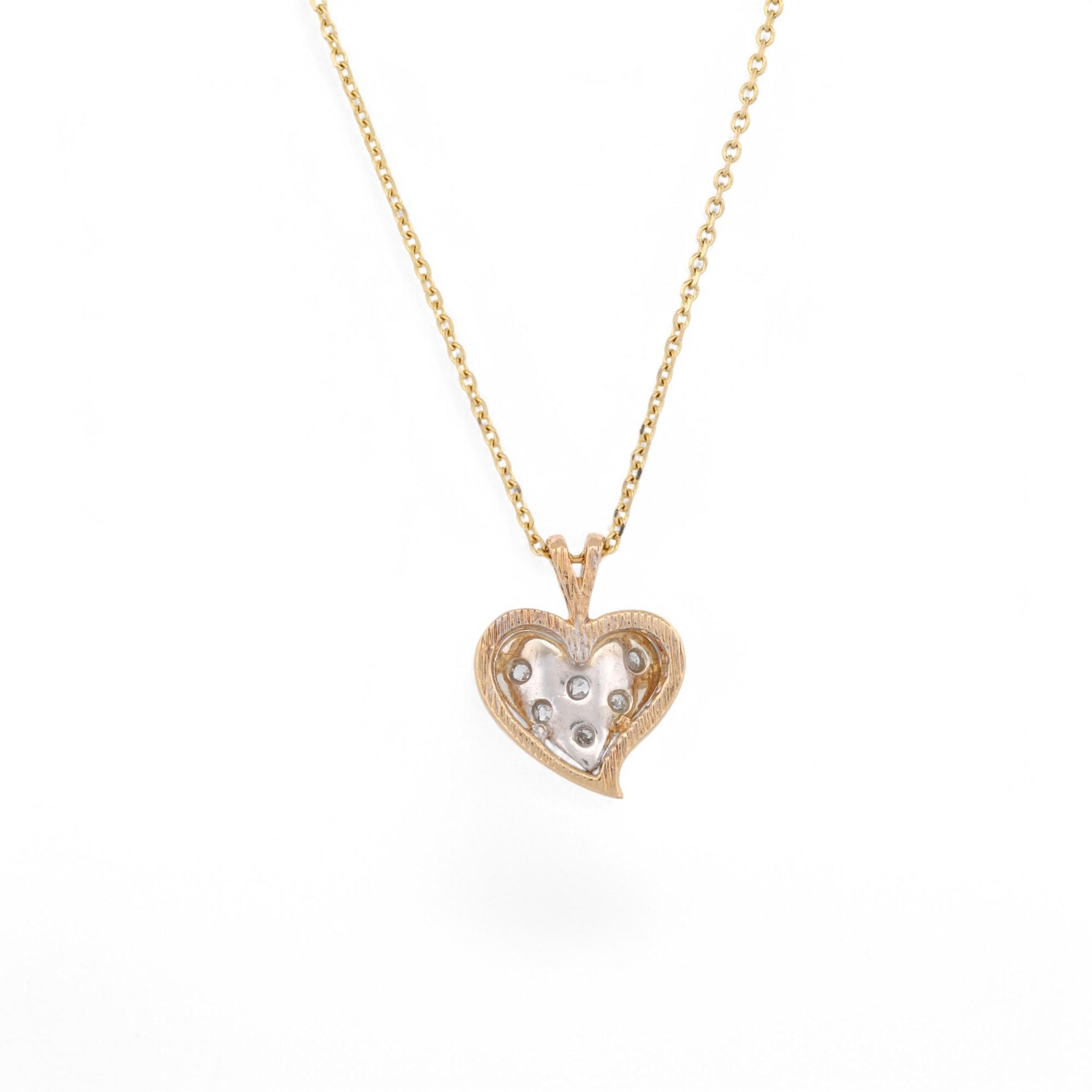 Small Pave Diamond Heart Pendant Necklace in 14k Yellow Gold