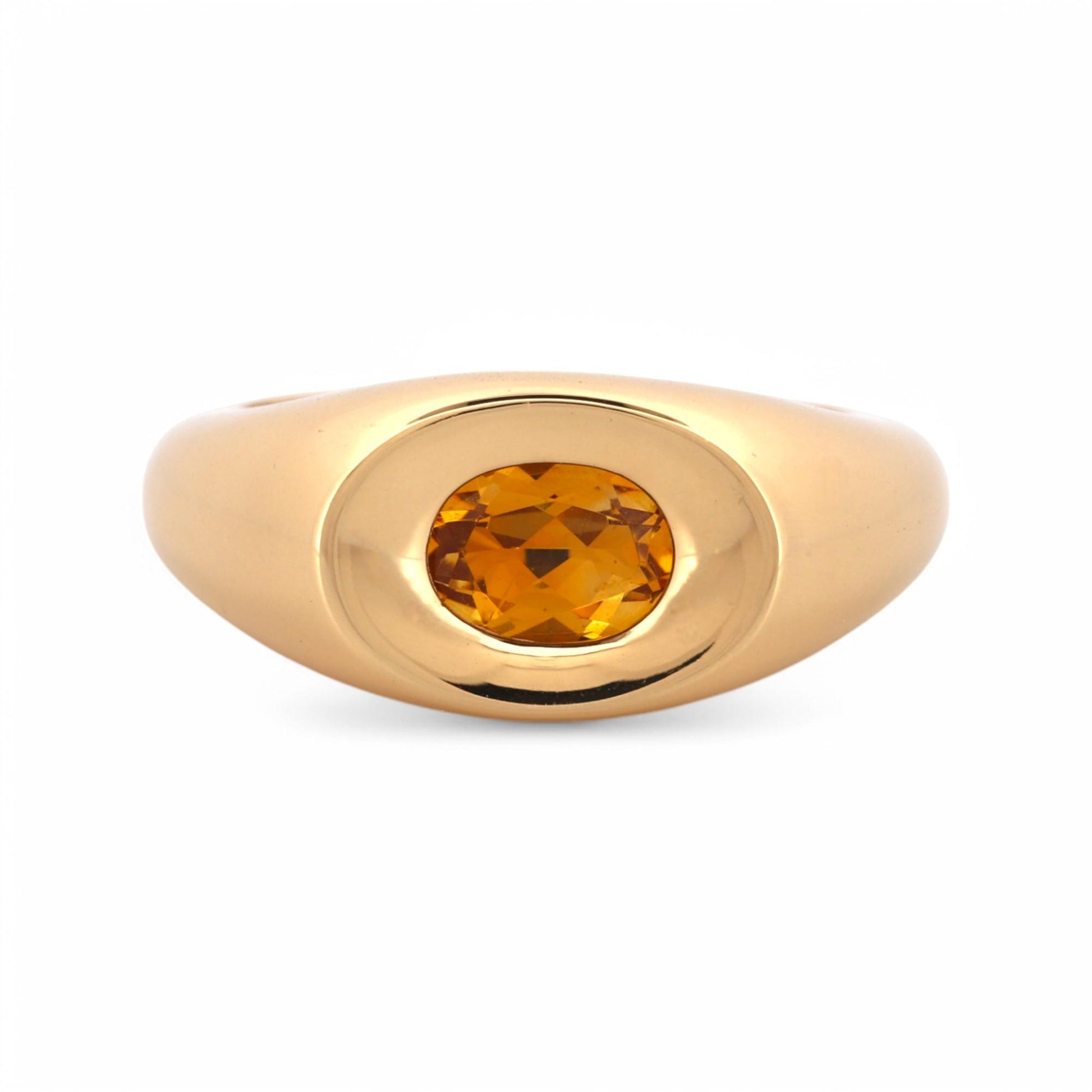 Mauboussin 18k Yellow Gold Citrine Ring – French-Made, Size 7.5