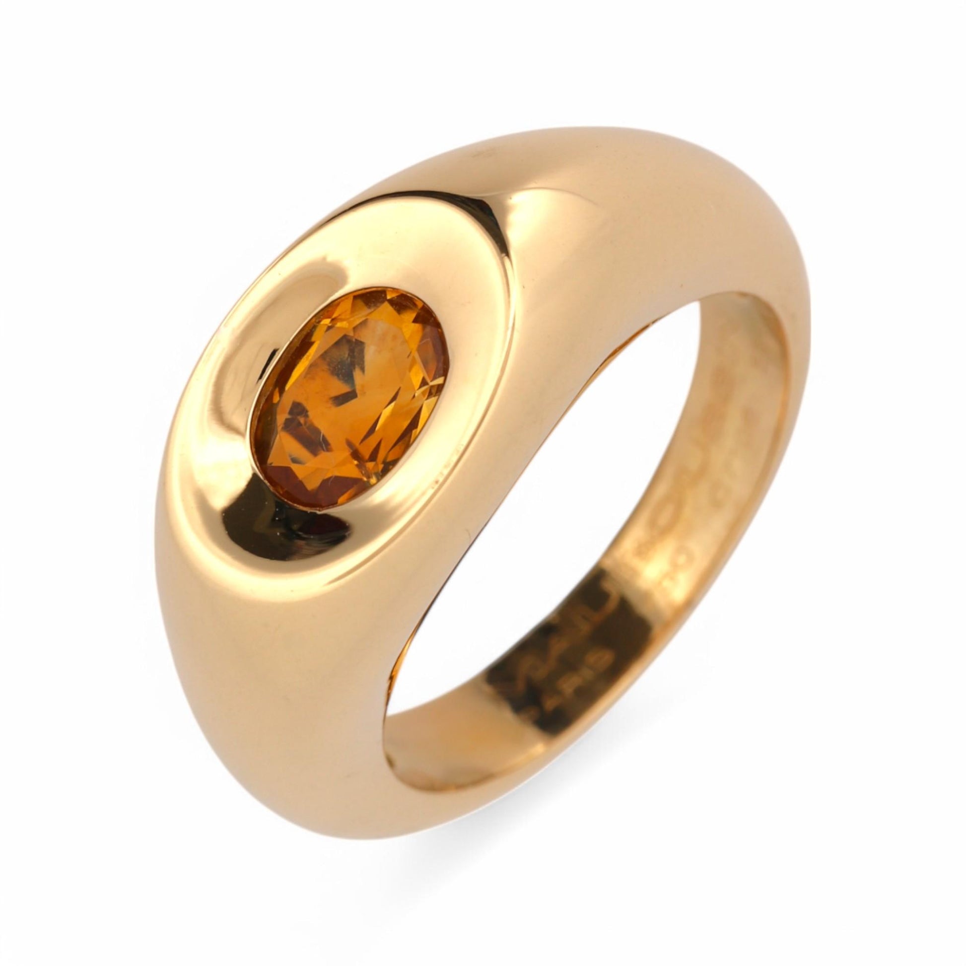 Mauboussin 18k Yellow Gold Citrine Ring – French-Made, Size 7.5