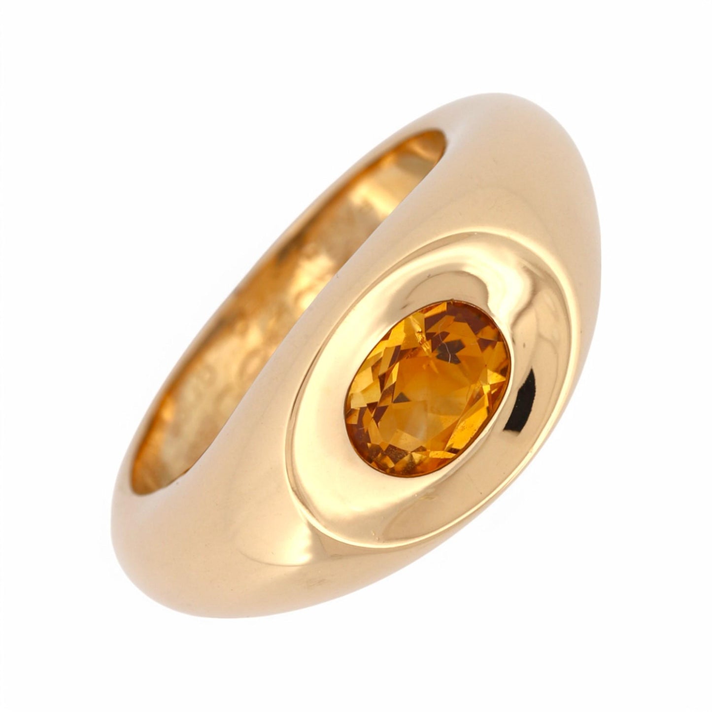 Mauboussin 18k Yellow Gold Citrine Ring – French-Made, Size 7.5