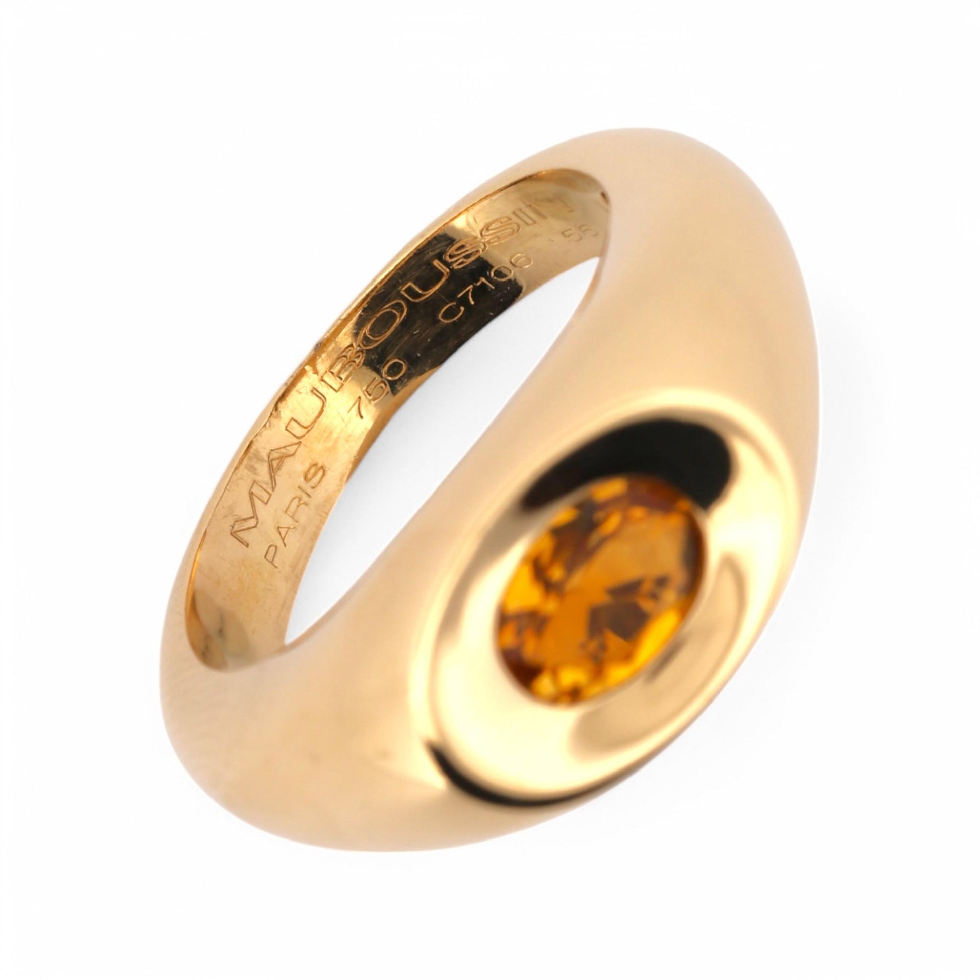 Mauboussin 18k Yellow Gold Citrine Ring – French-Made, Size 7.5