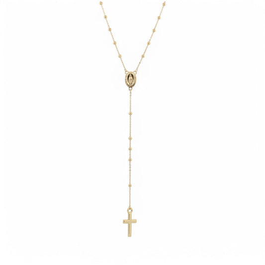 New Rosary Necklace in 14k Yellow Gold Religious Jewelry