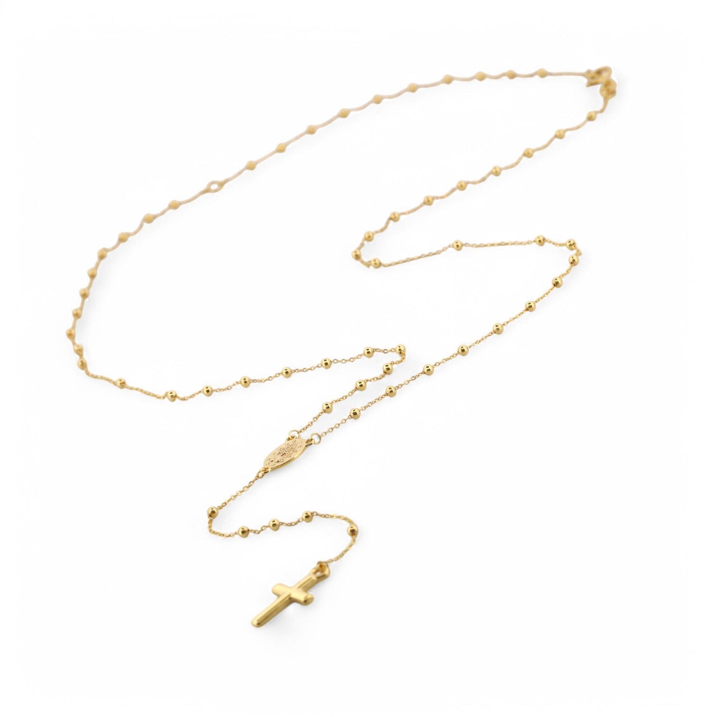 New Rosary Necklace in 14k Yellow Gold Religious Jewelry