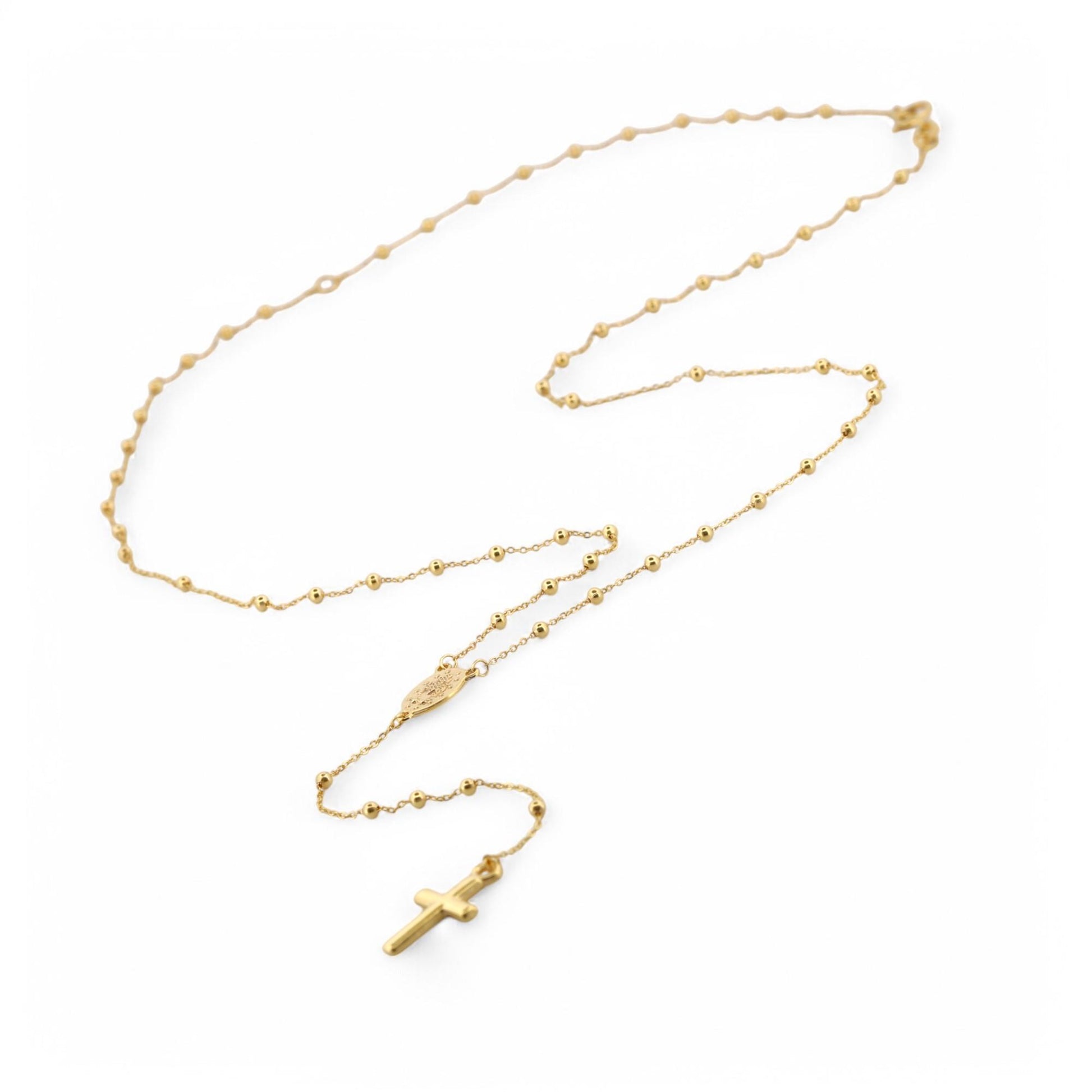 New Rosary Necklace in 14k Yellow Gold Religious Jewelry