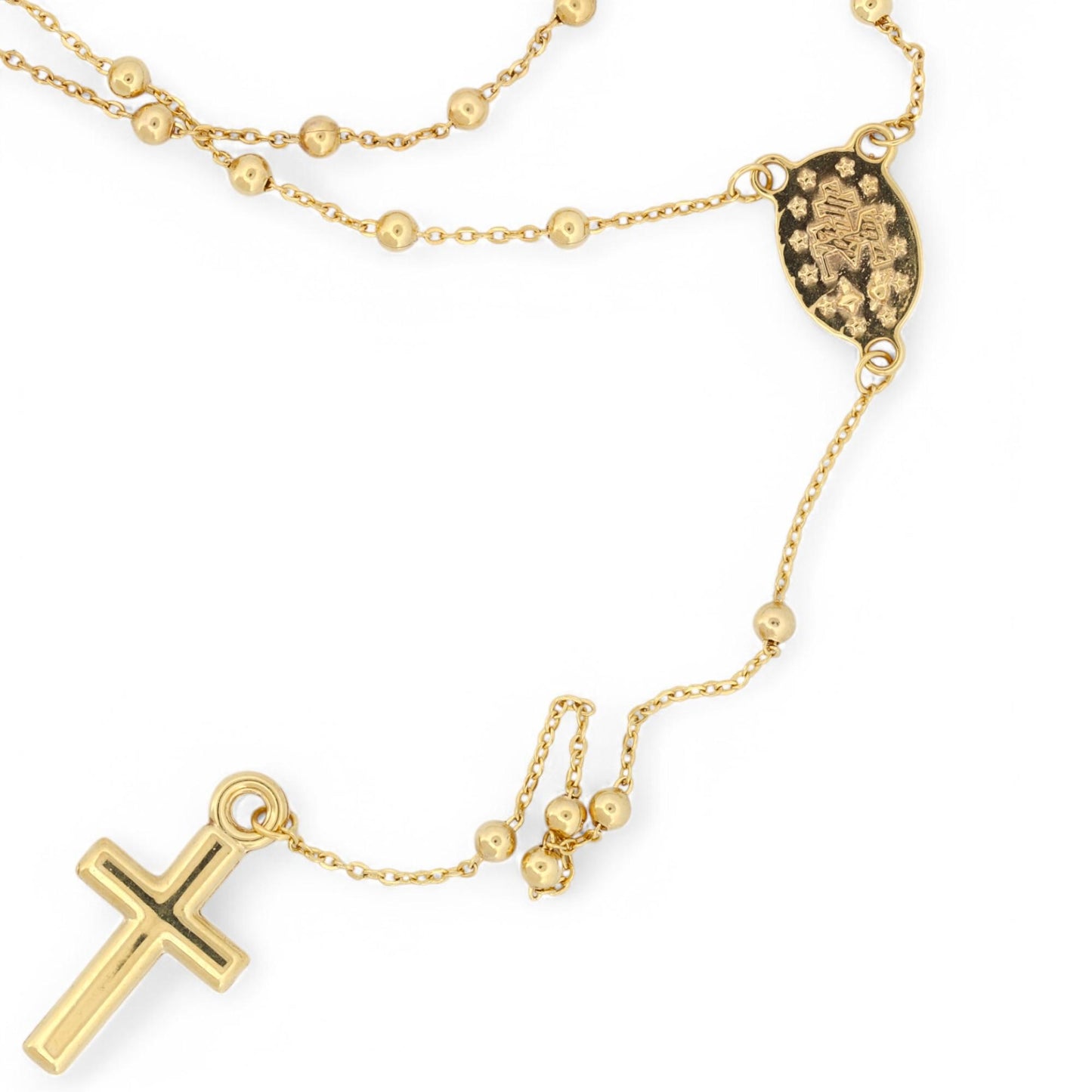 New Rosary Necklace in 14k Yellow Gold Religious Jewelry