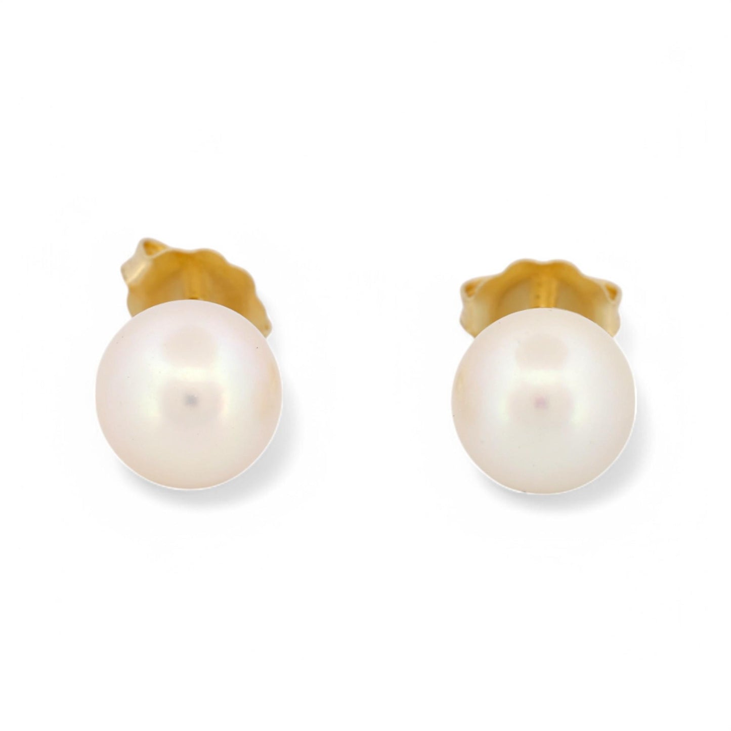 7.5mm Cultured Pearl Stud Earrings in 18k Yellow Gold