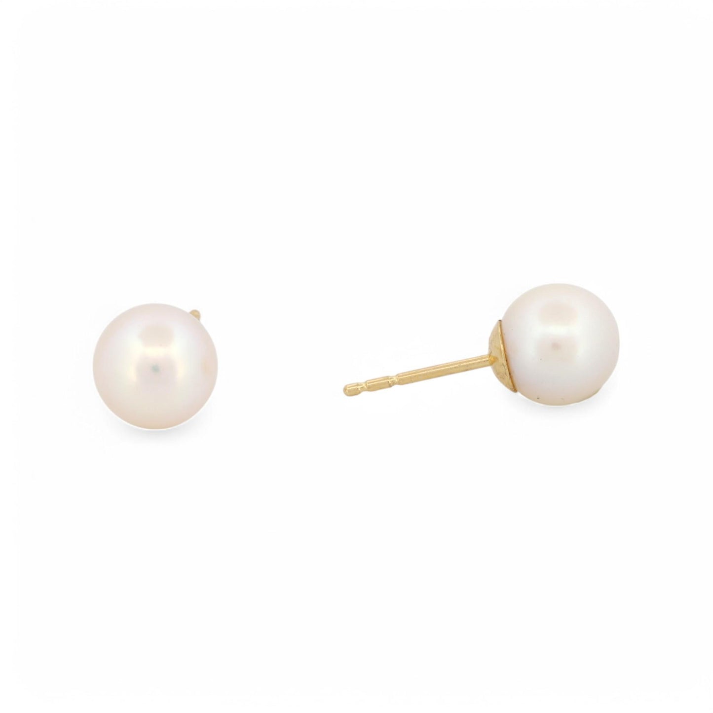 7.5mm Cultured Pearl Stud Earrings in 18k Yellow Gold