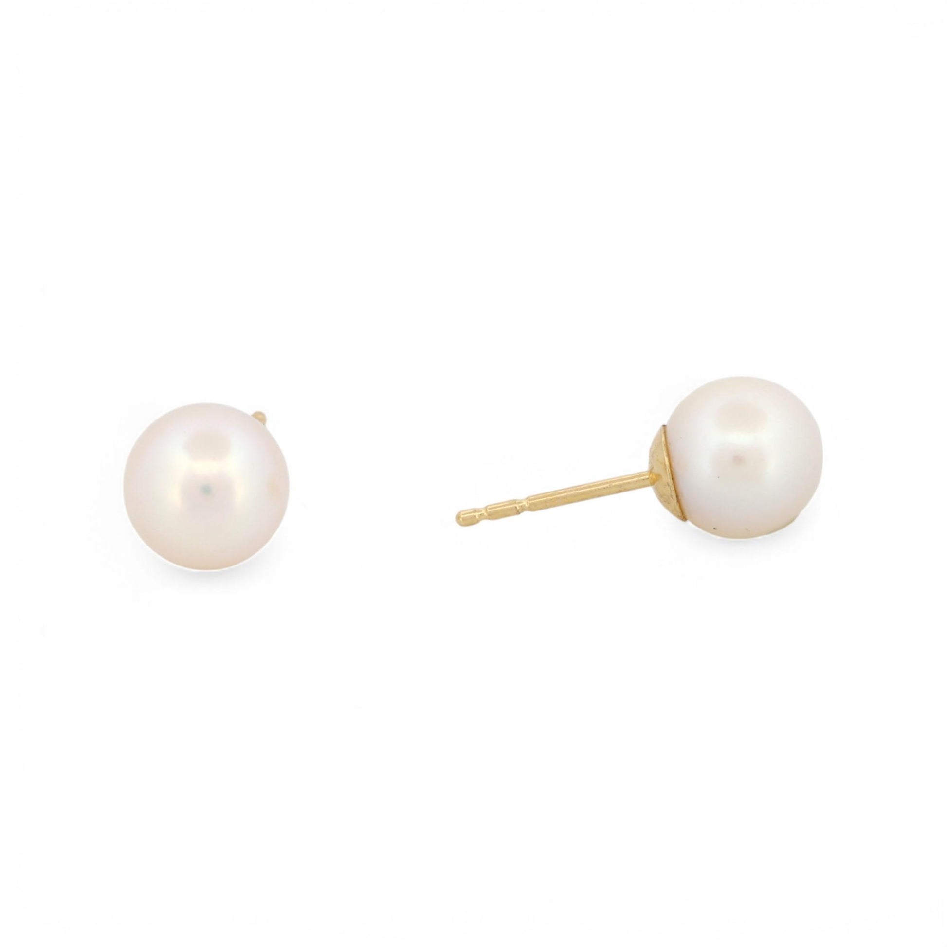 7.5mm Cultured Pearl Stud Earrings in 18k Yellow Gold