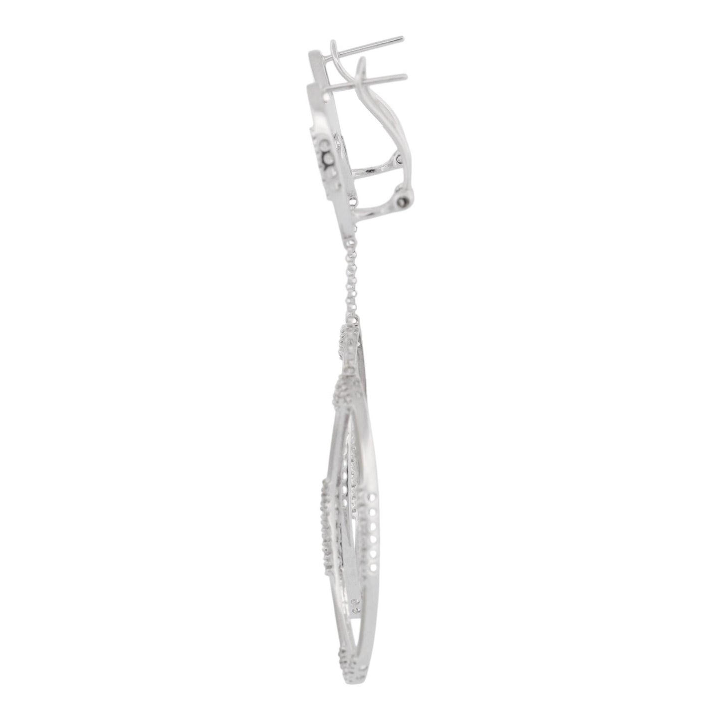 C&S 14k White Gold Diamond Drop Earrings – Marquise Dangle, Omega Backs