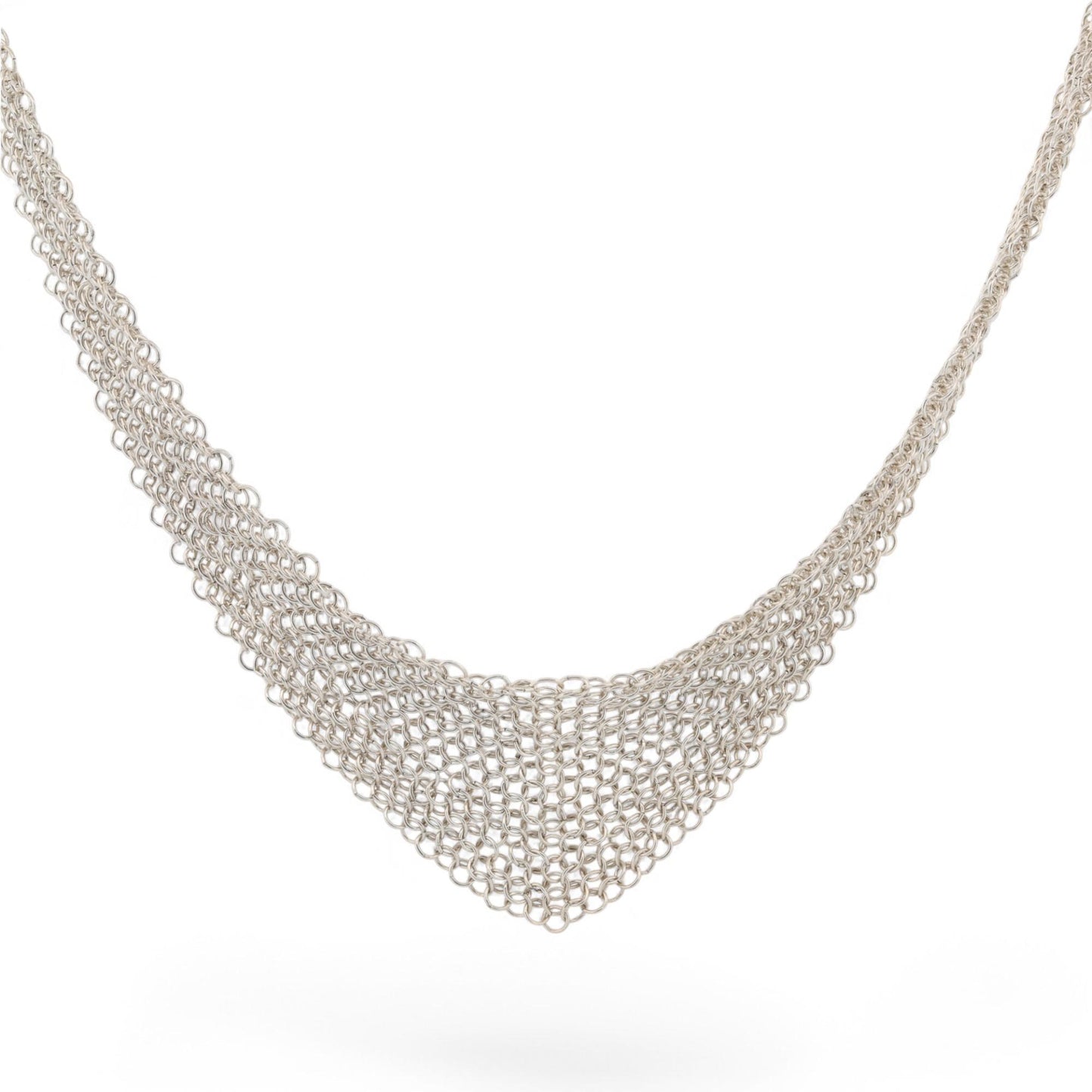 Tiffany & Co. Elsa Peretti Sterling Silver Mesh Bib Necklace – 26.5"